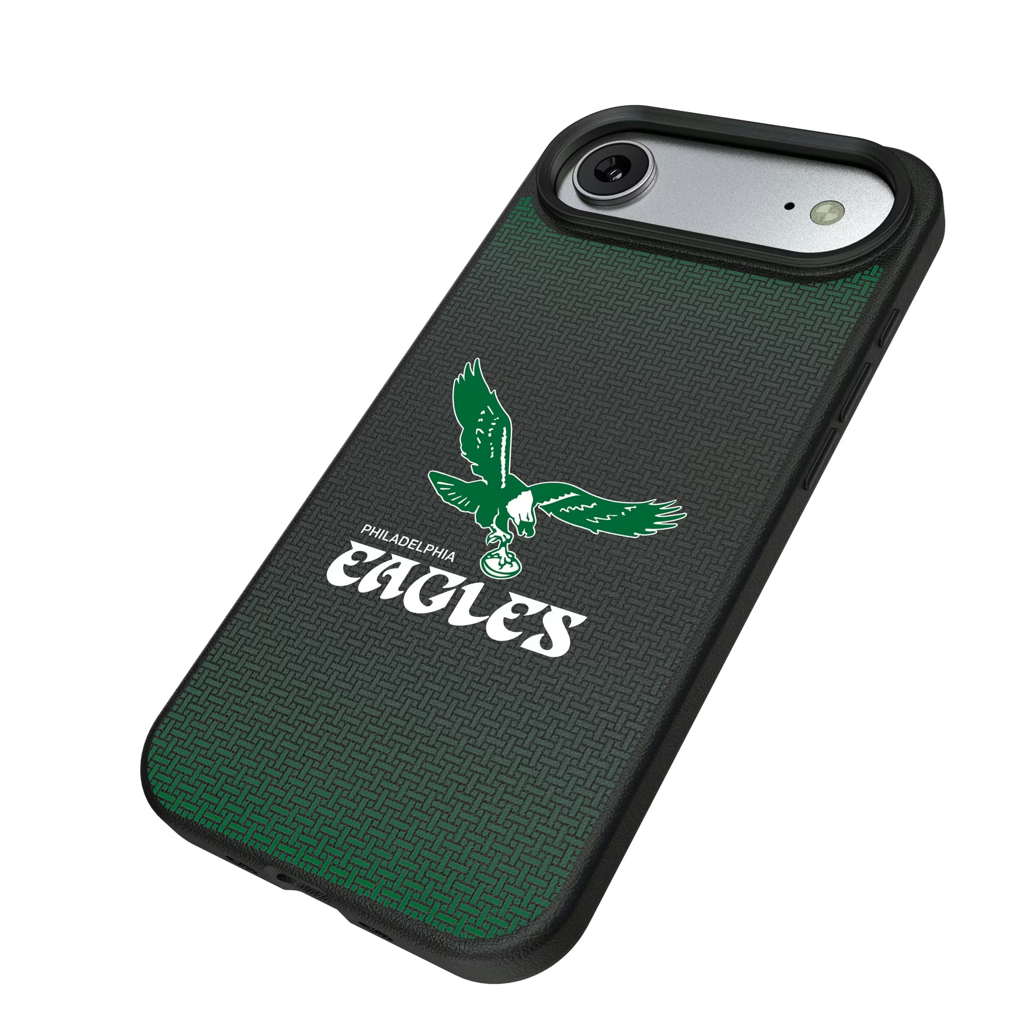 Philadelphia Eagles 1973-1995 Historic Collection Linen iPhone MagSafe Compatible Phone Case for Apple iPhone - Isometric View#Device_iPhone Air
