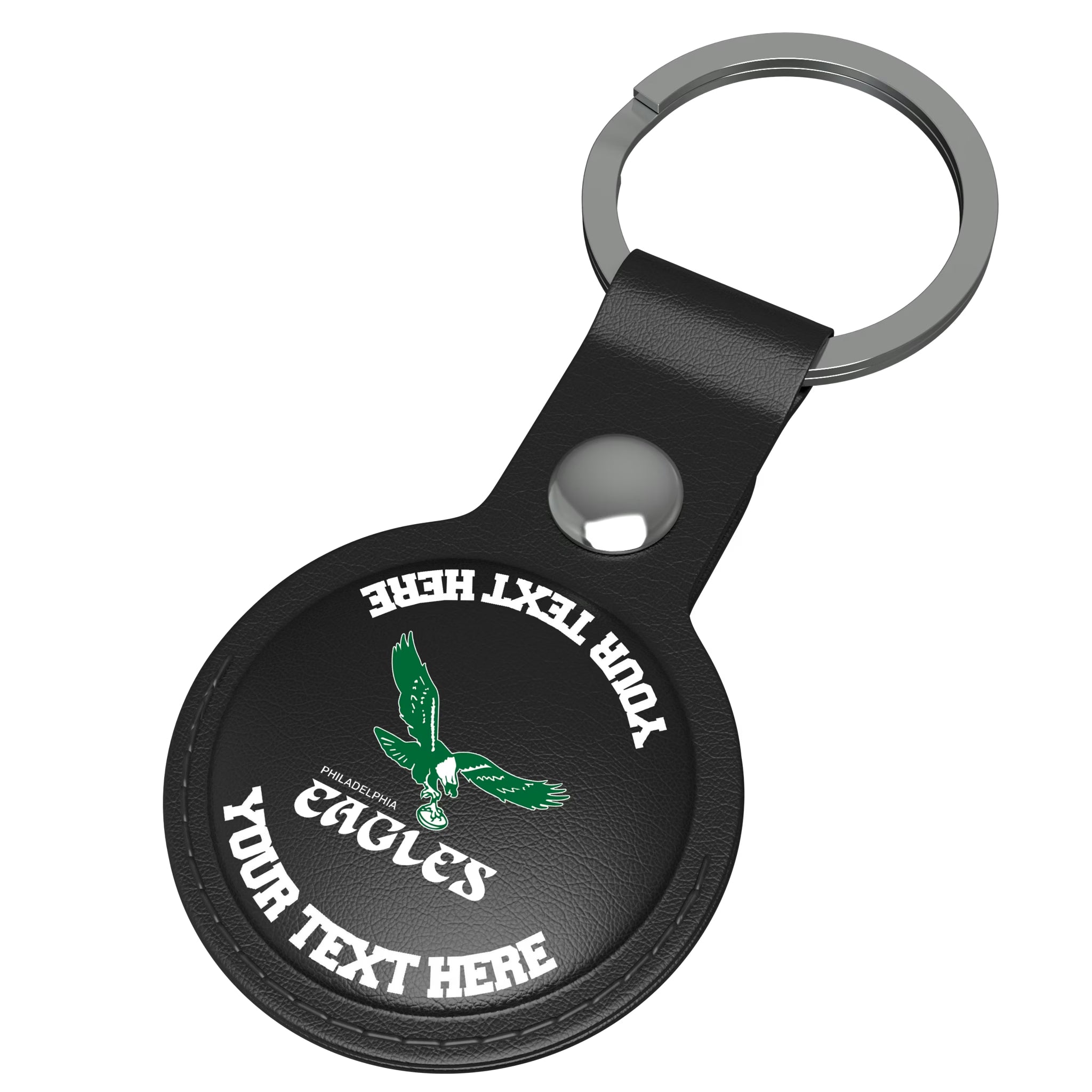 Philadelphia Eagles 1973-1995 Historic Collection Personalized Insignia AirTag Black Airtag Holder - Isometric View
