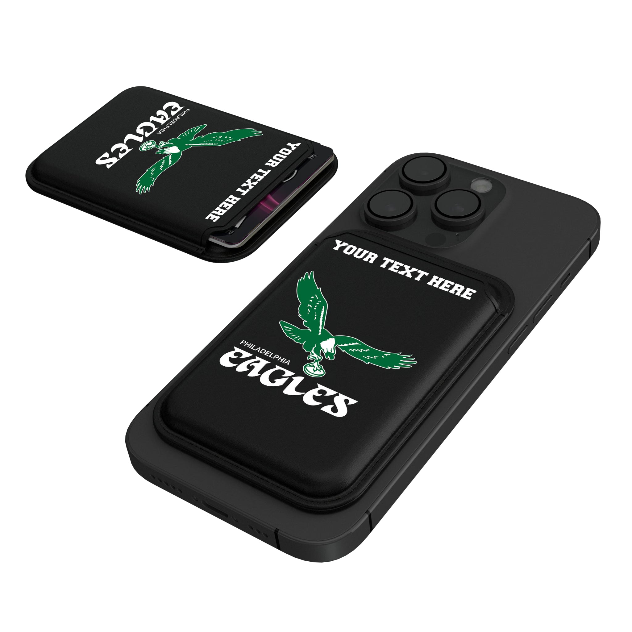 Philadelphia Eagles 1973-1995 Historic Collection Personalized Insignia Black Magnetic Credit Card Wallet