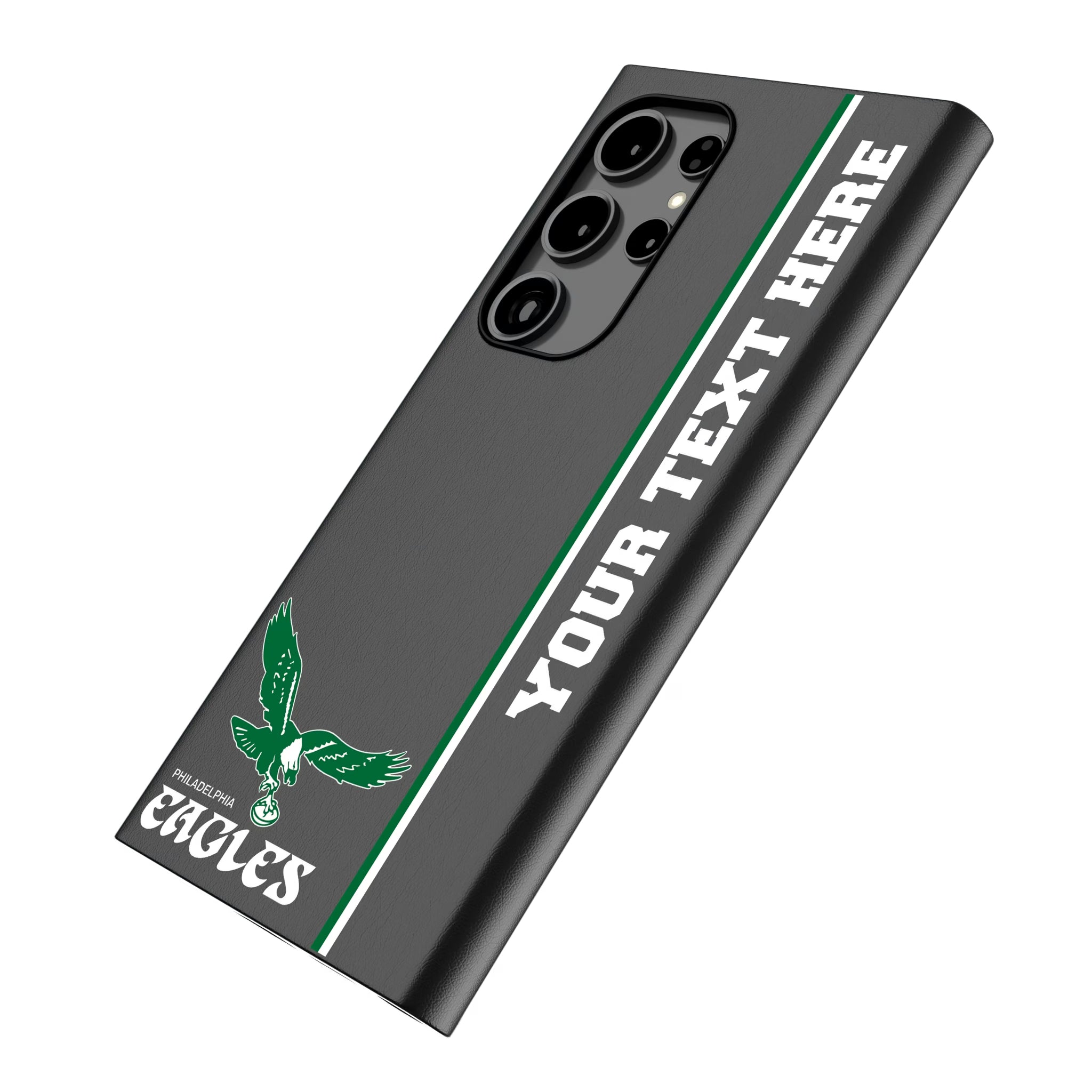 Philadelphia Eagles 1973-1995 Historic Collection Personalized Sidebard Galaxy MagSafe Compatible Phone Case for Samsung Galaxy - Isometric View