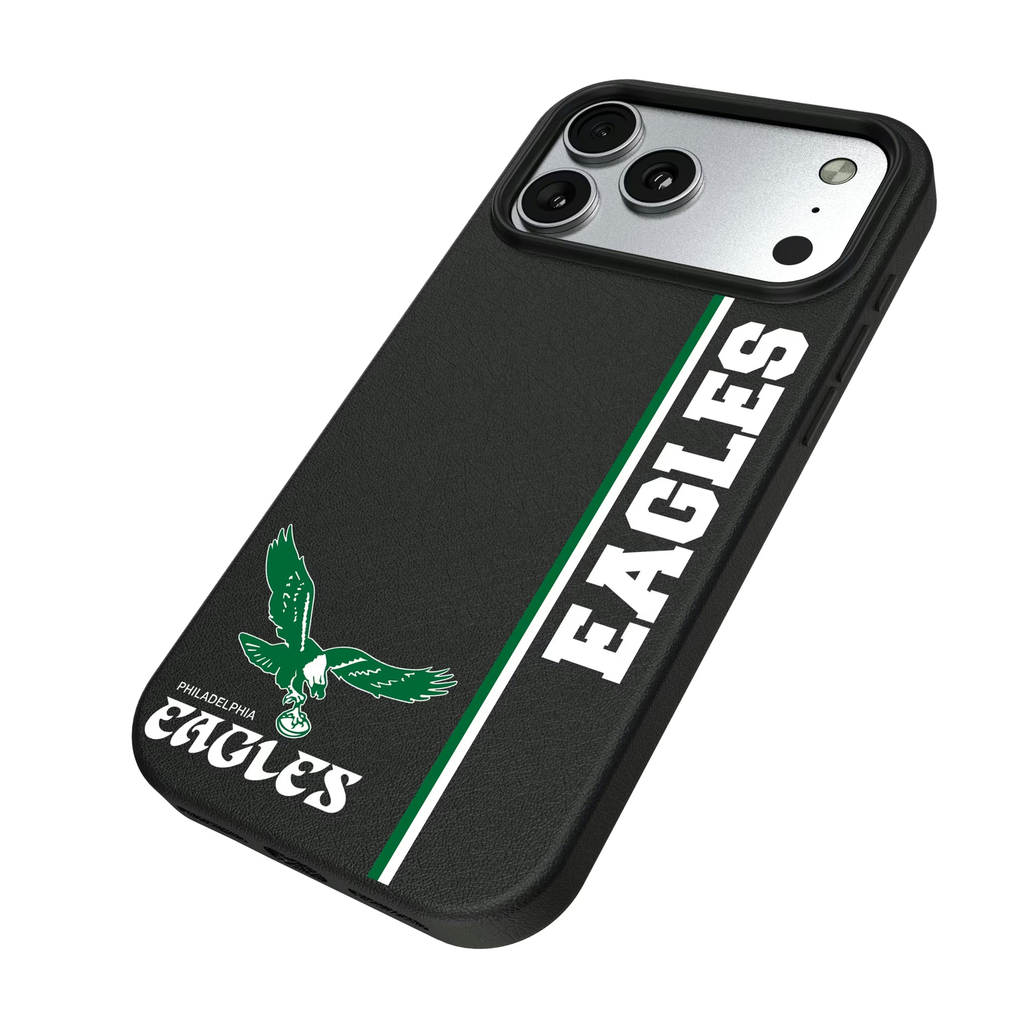 Philadelphia Eagles 1973-1995 Historic Collection Sidebar iPhone MagSafe Compatible Phone Case for Apple iPhone - Isometric View#Device_iPhone 17 Pro Max