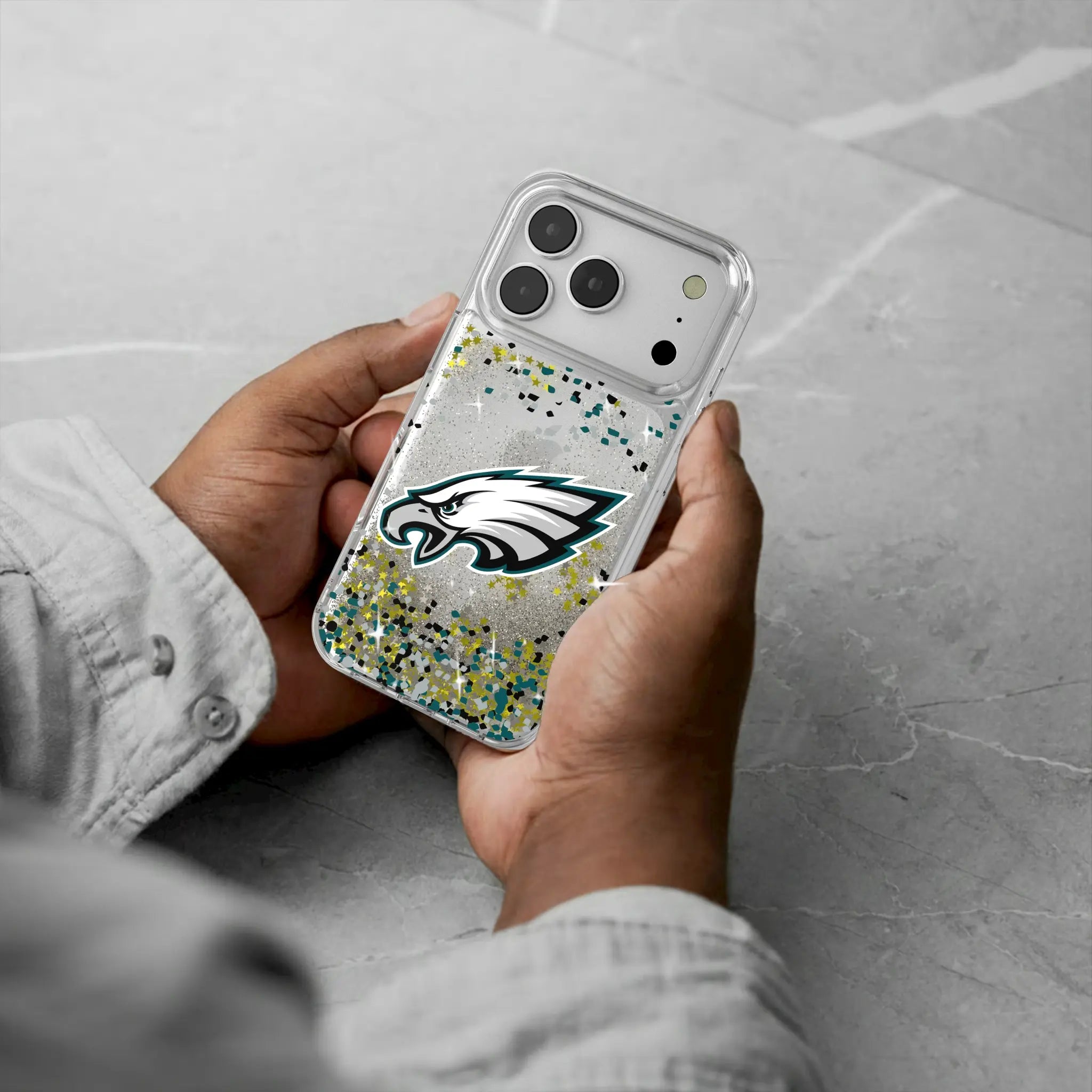 Philadelphia Eagles Confetti iPhone Glitter Phone Case for Apple iPhone - Lifestyle