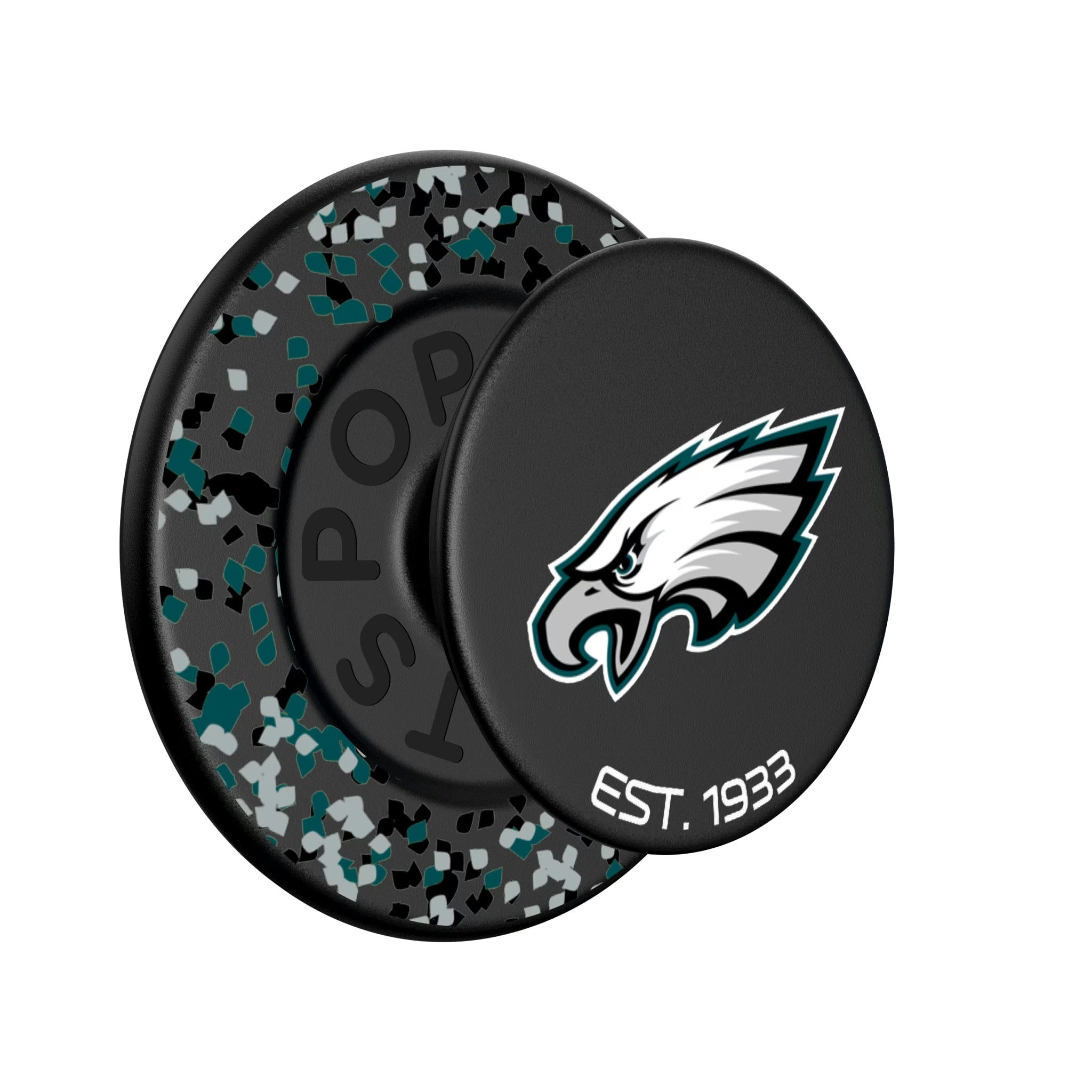 Philadelphia Eagles Confetti Popsockets Round Magnetic - Isometric View