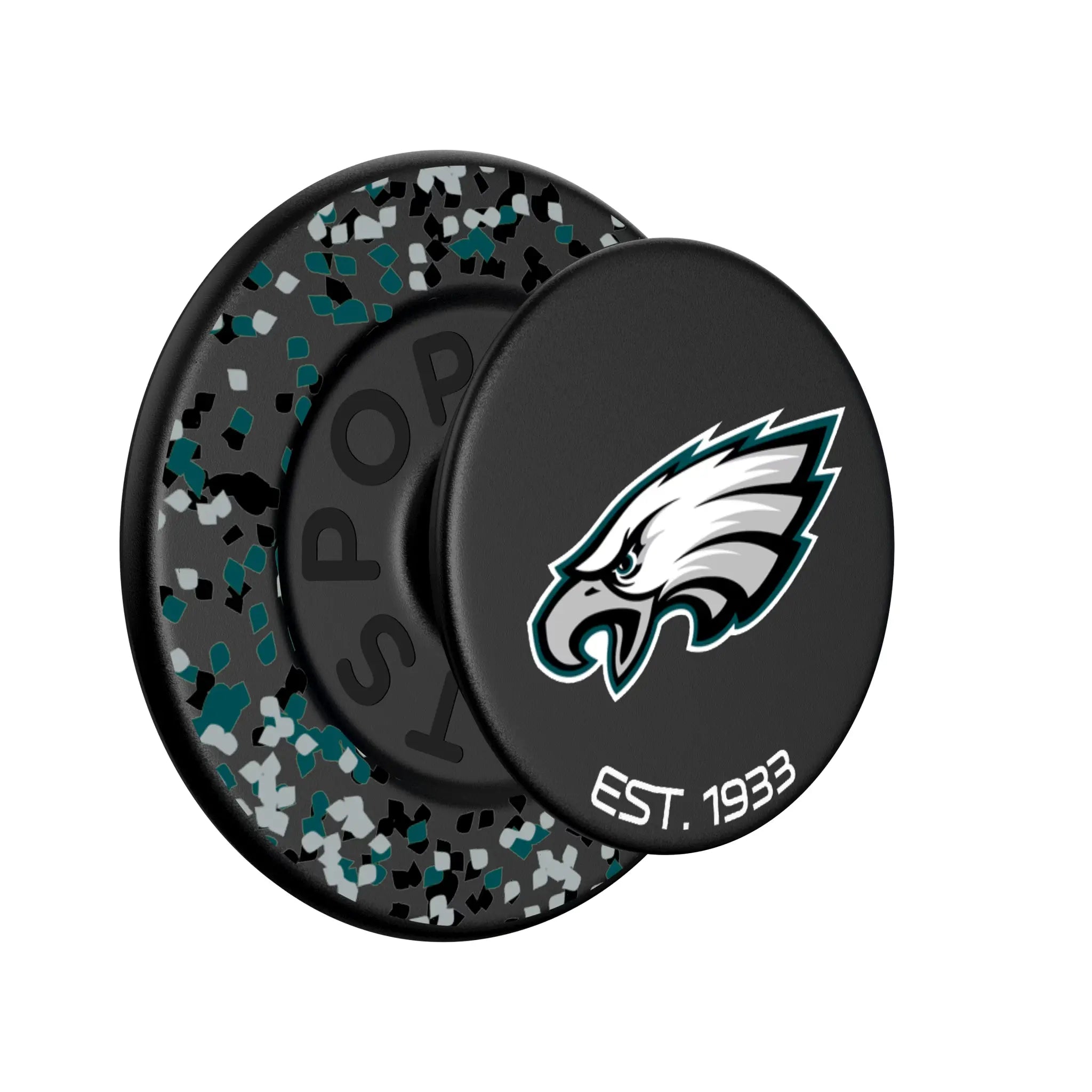 Philadelphia Eagles Confetti Popsockets Round Magnetic - Isometric View