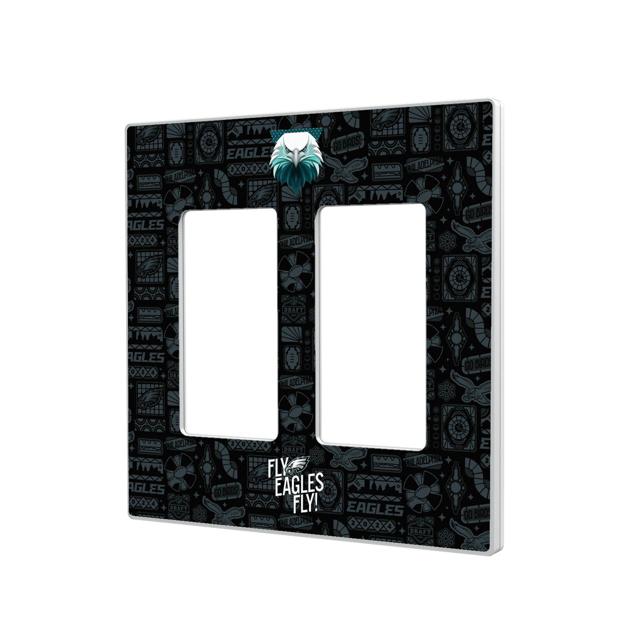 Philadelphia Eagles Deco Hidden-Screw Light Switch Plate#Style_Double Rocker