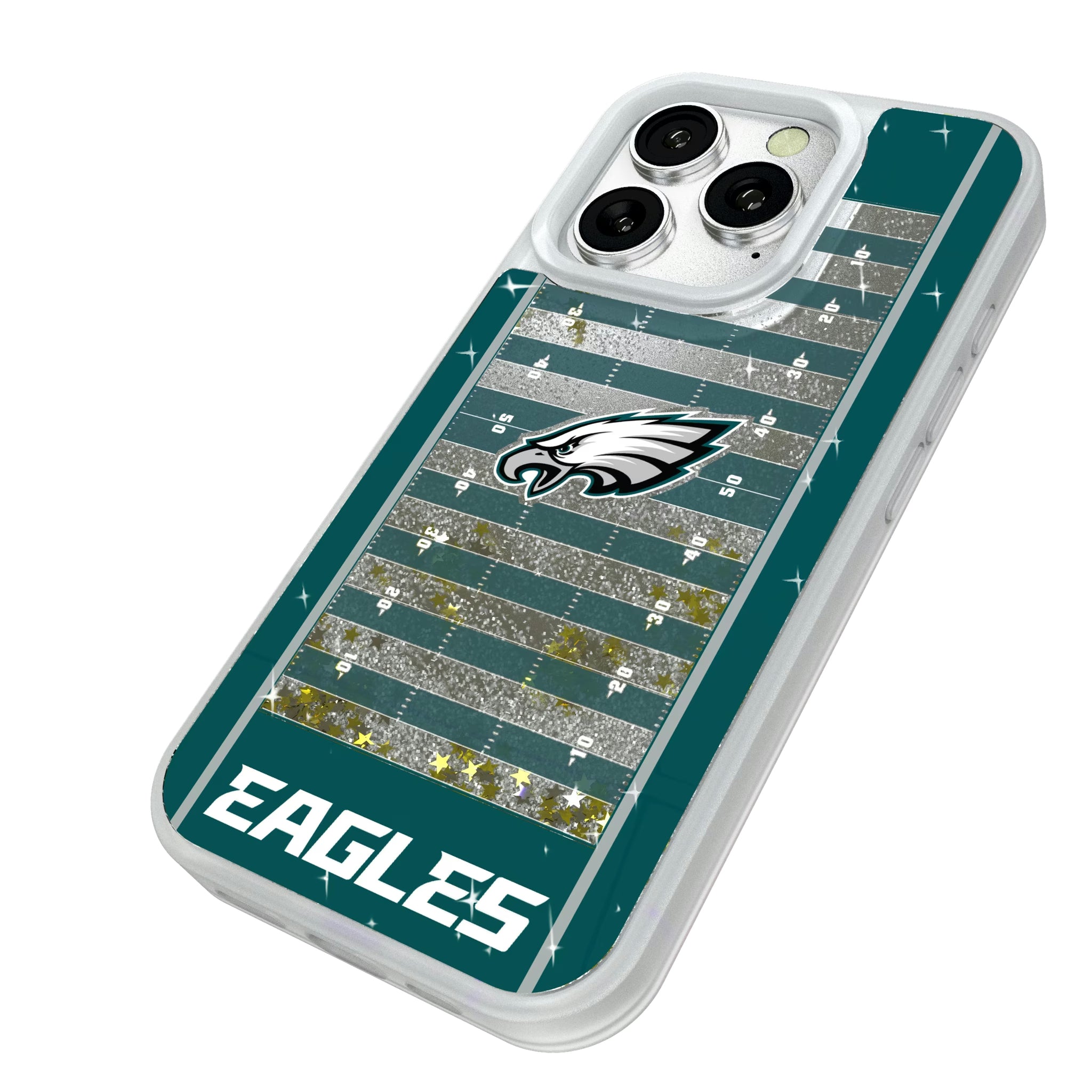 Philadelphia Eagles Field iPhone Glitter Phone Case for Apple iPhone - Isometric View#Device_iPhone 16 Pro