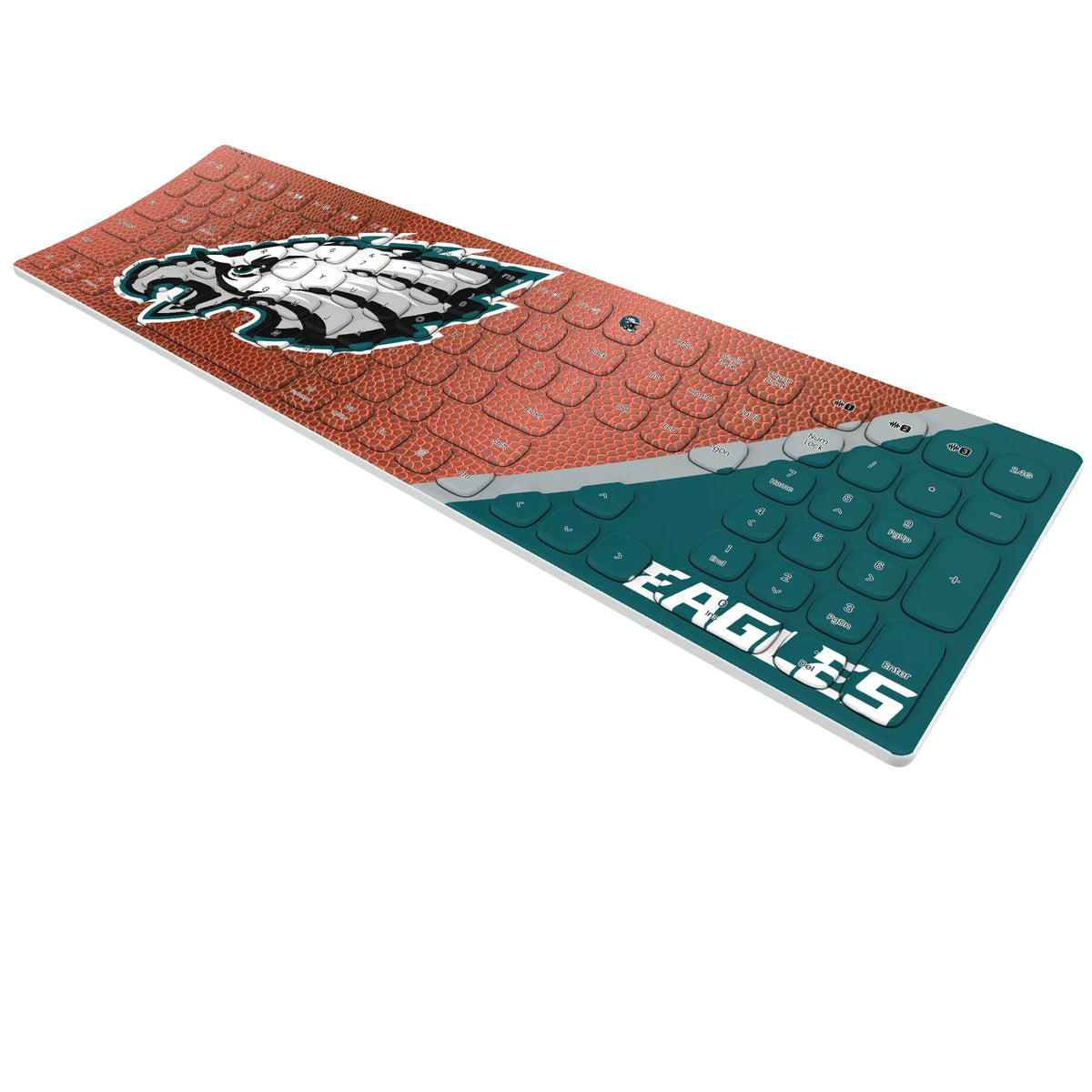 Philadelphia Eagles Football KKB605 Curved Wireless Keyboard - Isometric View