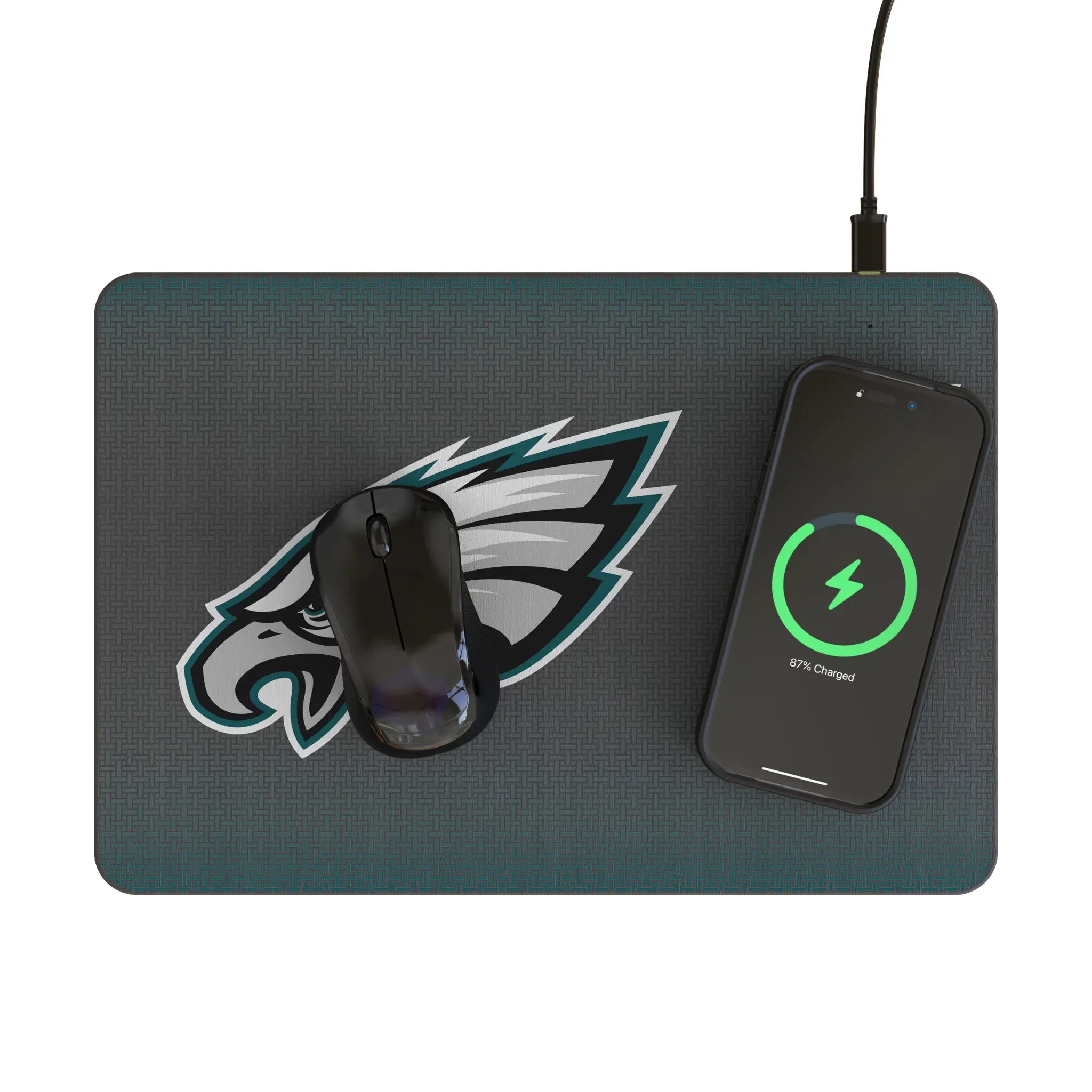Philadelphia Eagles Linen 15-Watt Wireless Charger and Mouse Pad - Lifestyle