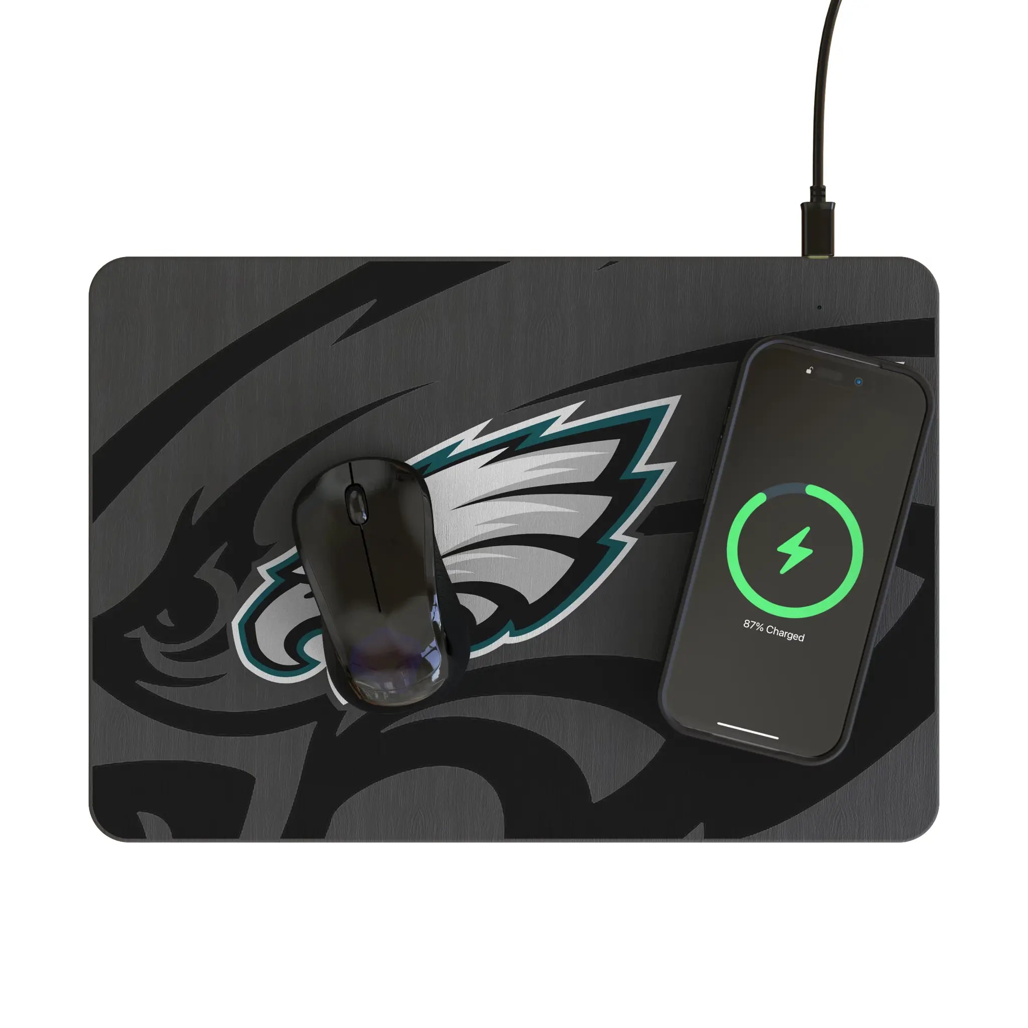 Philadelphia Eagles Monocolor Tilt 15-Watt Wireless Charger and Mouse Pad - Lifestyle