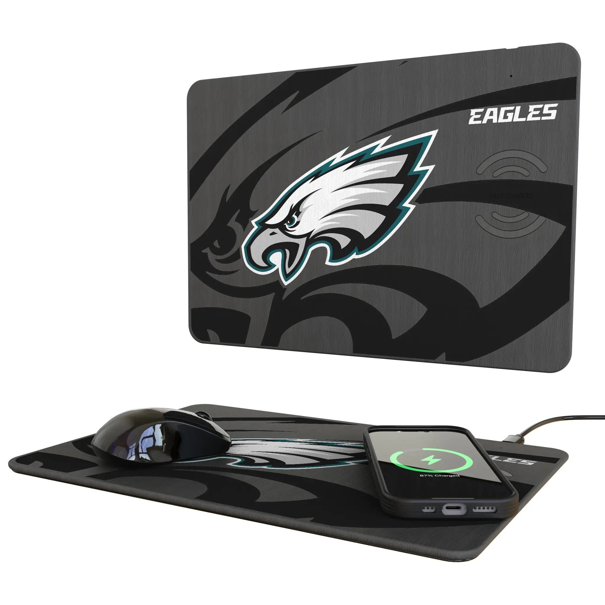 Philadelphia Eagles Monocolor Tilt 15-Watt Wireless Charger and Mouse Pad