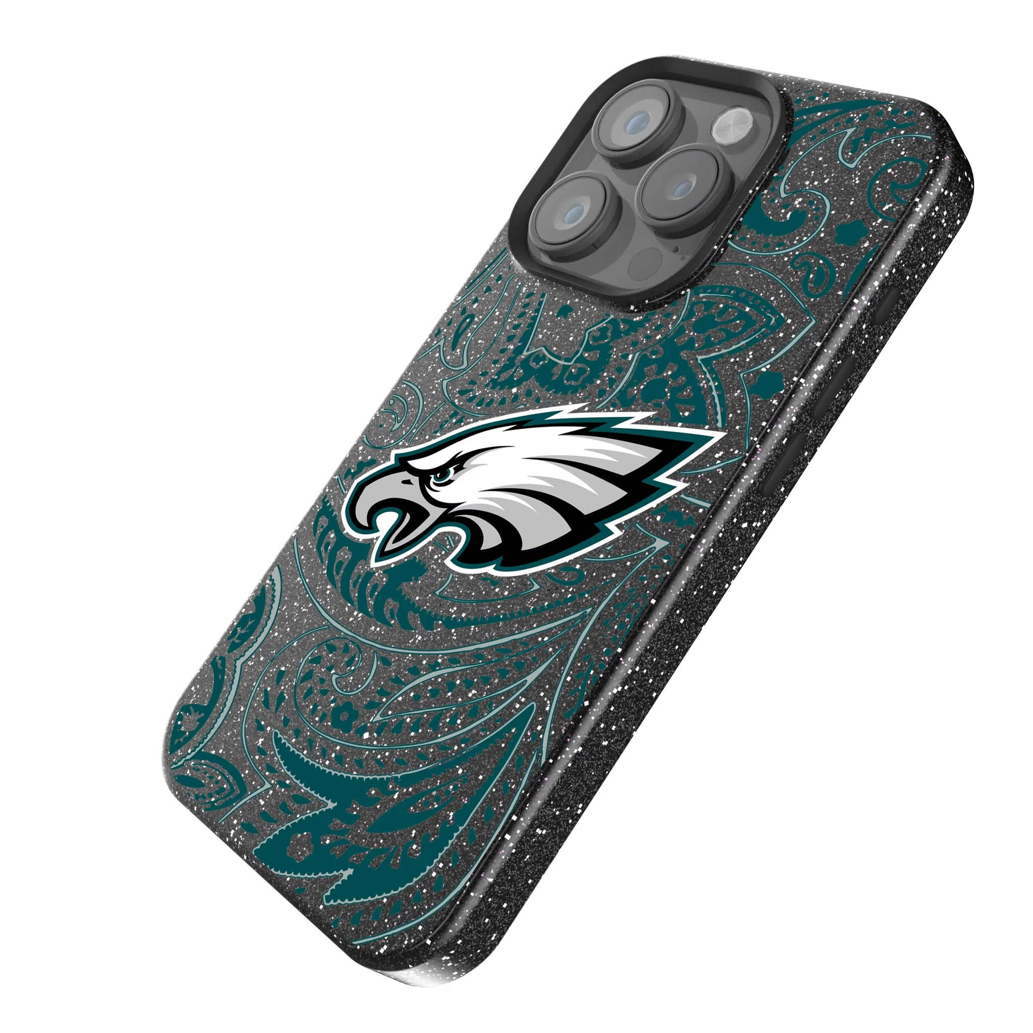 Philadelphia Eagles Paisley iPhone Bling Phone Case for Apple iPhone - Isometric View