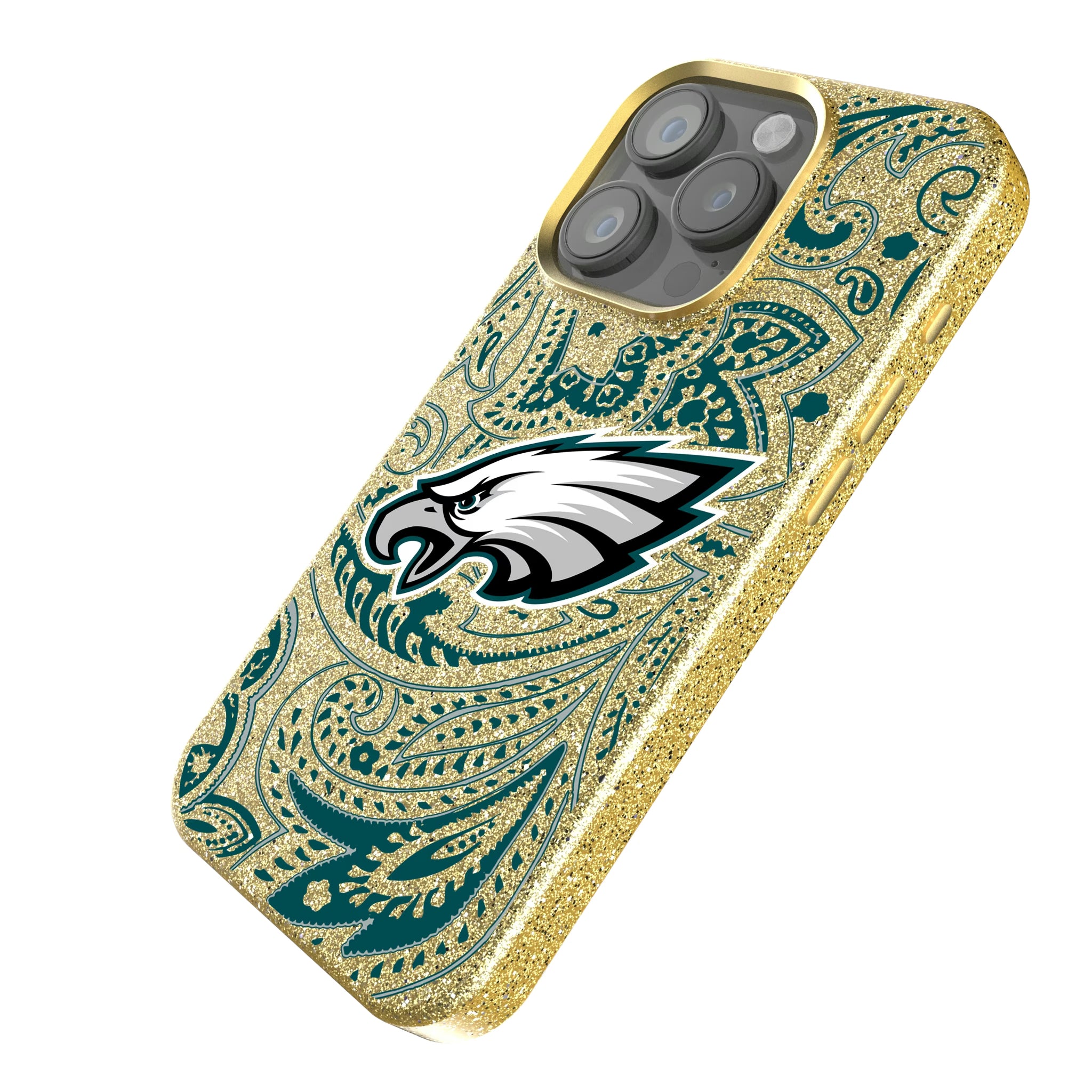 Philadelphia Eagles Paisley iPhone Bling Phone Case for Apple iPhone - Isometric View