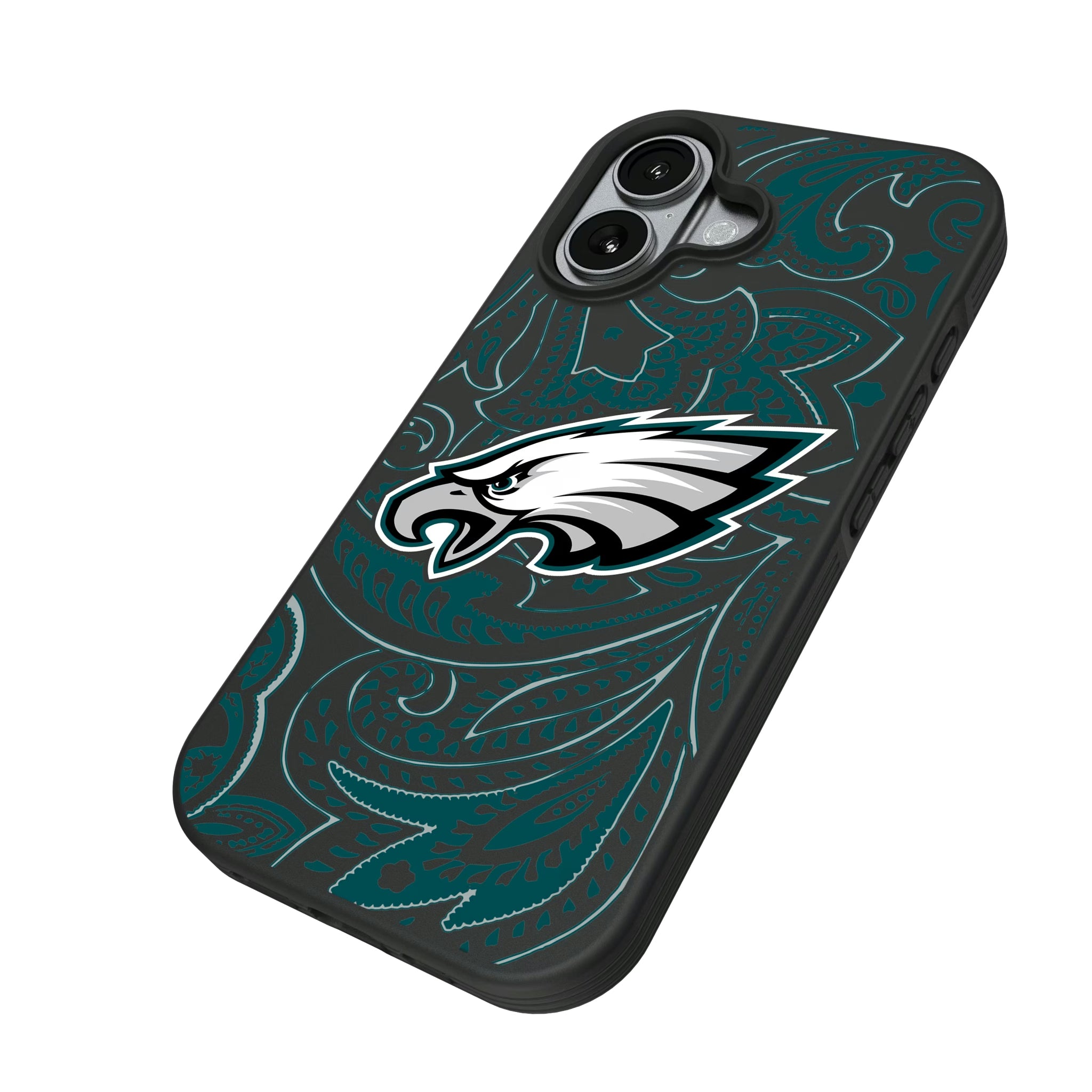 Philadelphia Eagles Paisley iPhone Bump Phone Case for Apple iPhone - Isometric View#Device_iPhone 17