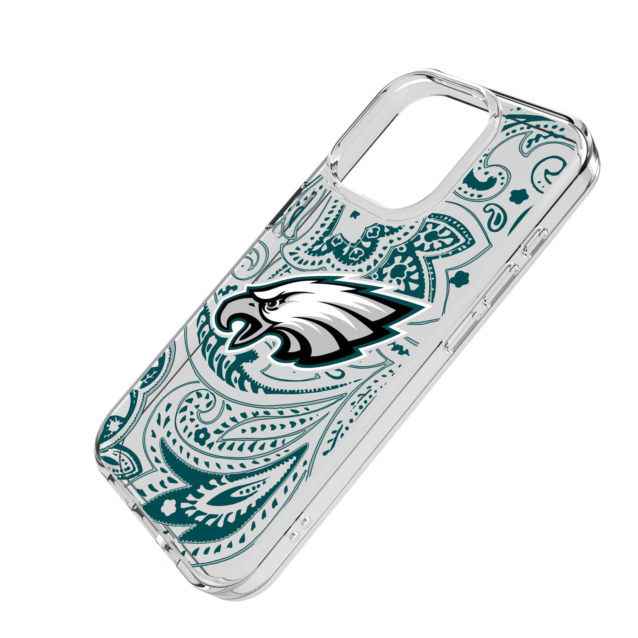 Philadelphia Eagles Paisley iPhone Clear Phone Case for Apple iPhone - Isometric View