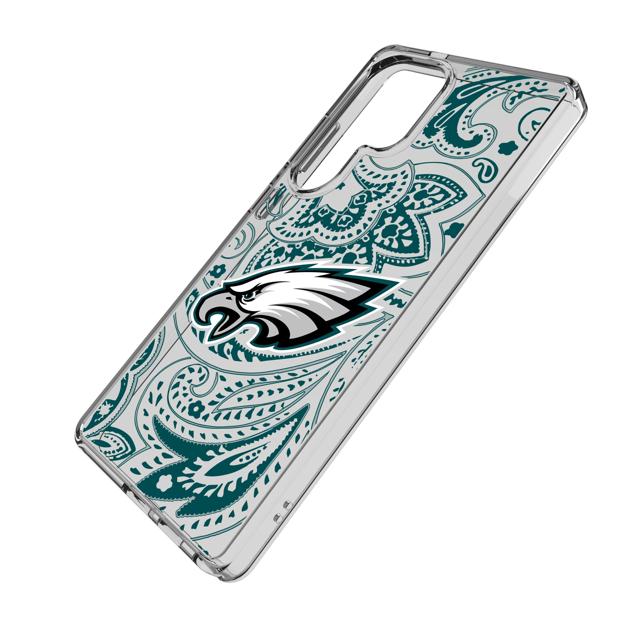 Philadelphia Eagles Paisley Galaxy Clear Phone Case for Samsung Galaxy - Isometric View
