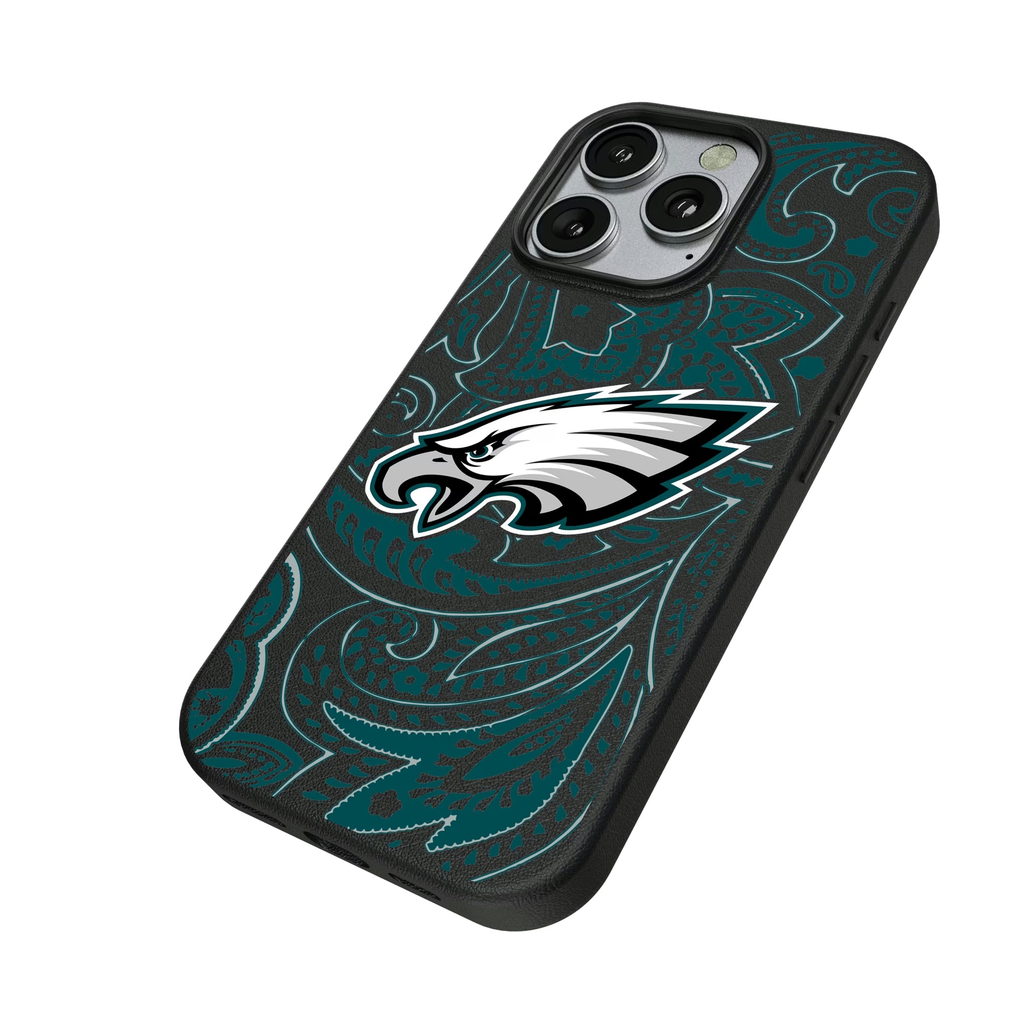 Philadelphia Eagles Paisley iPhone MagSafe Compatible Phone Case for Apple iPhone - Isometric View