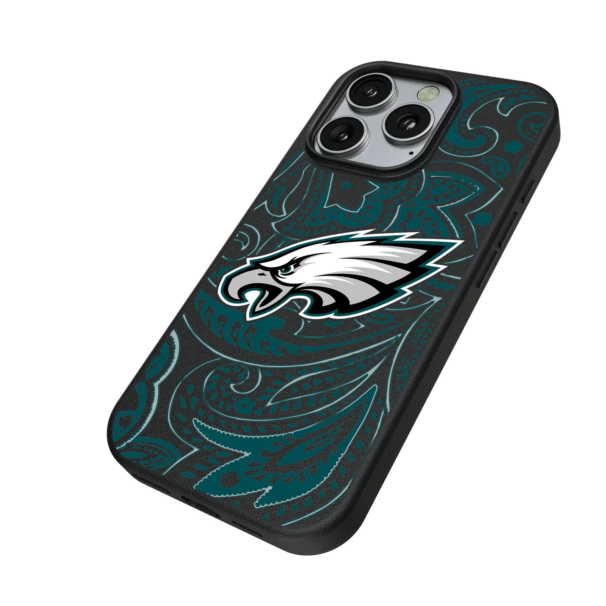 Philadelphia Eagles Paisley iPhone MagSafe Compatible Phone Case for Apple iPhone - Isometric View