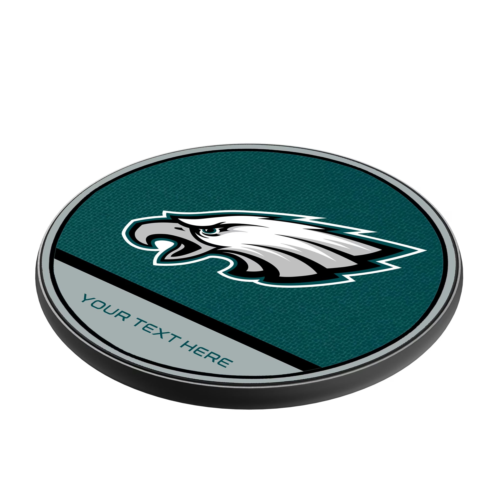 Philadelphia Eagles Personalized Endzone Solid 15-Watt Wireless Charger - Isometric View