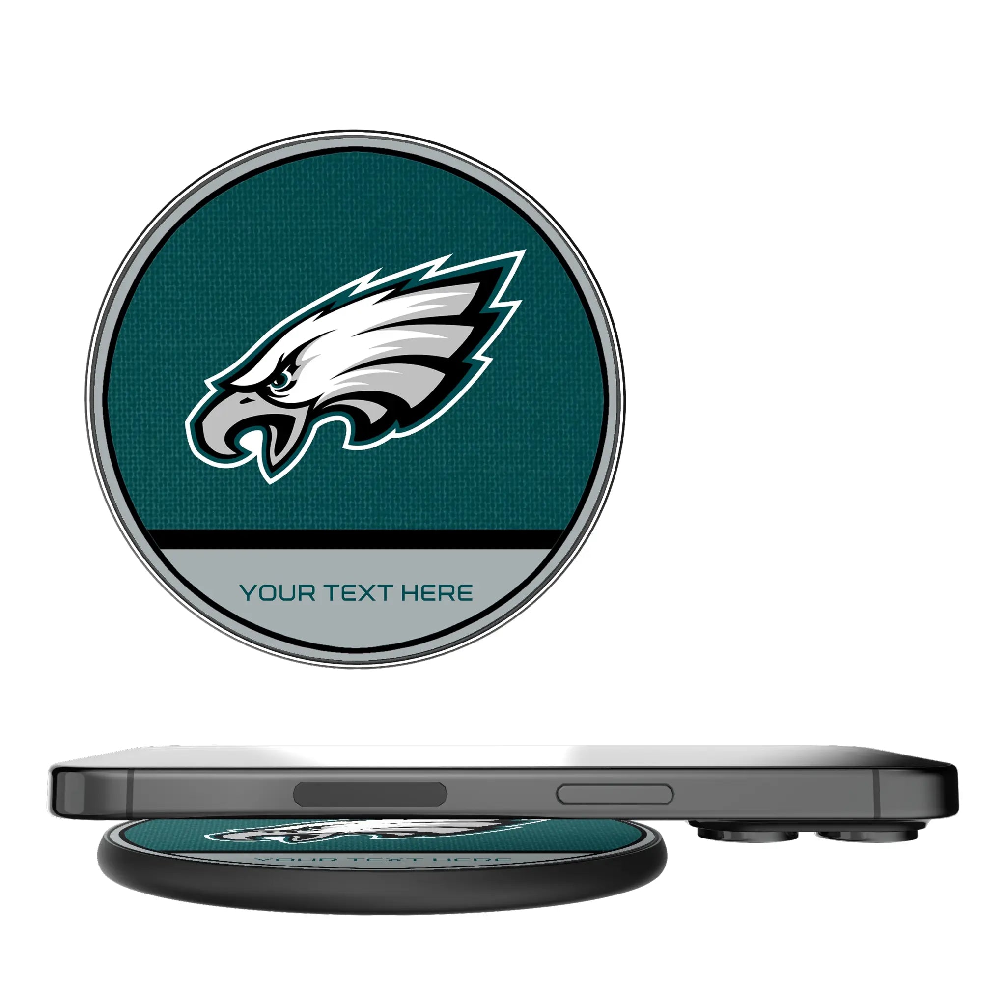 Philadelphia Eagles Personalized Endzone Solid 15-Watt Wireless Charger