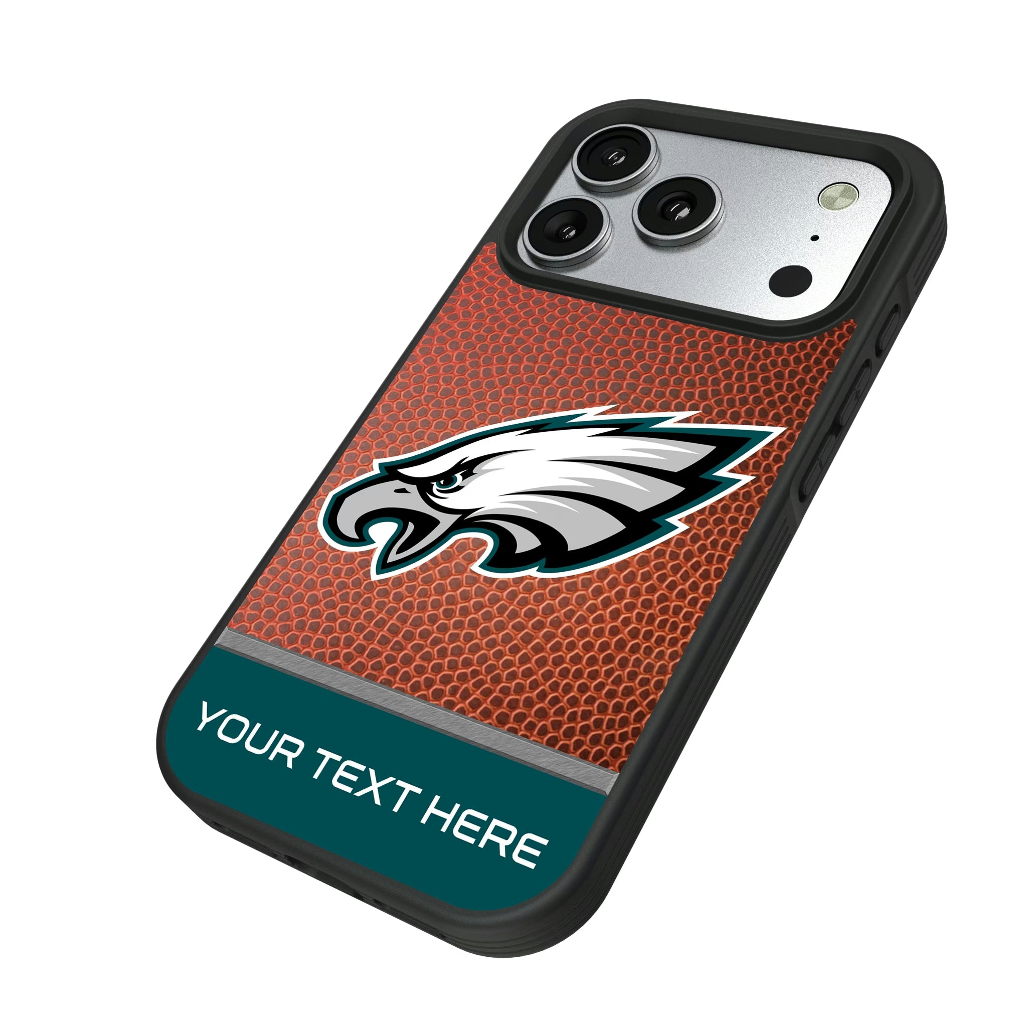 Philadelphia Eagles Personalized Football iPhone Bump Phone Case for Apple iPhone - Isometric View#Device_iPhone 17 Pro