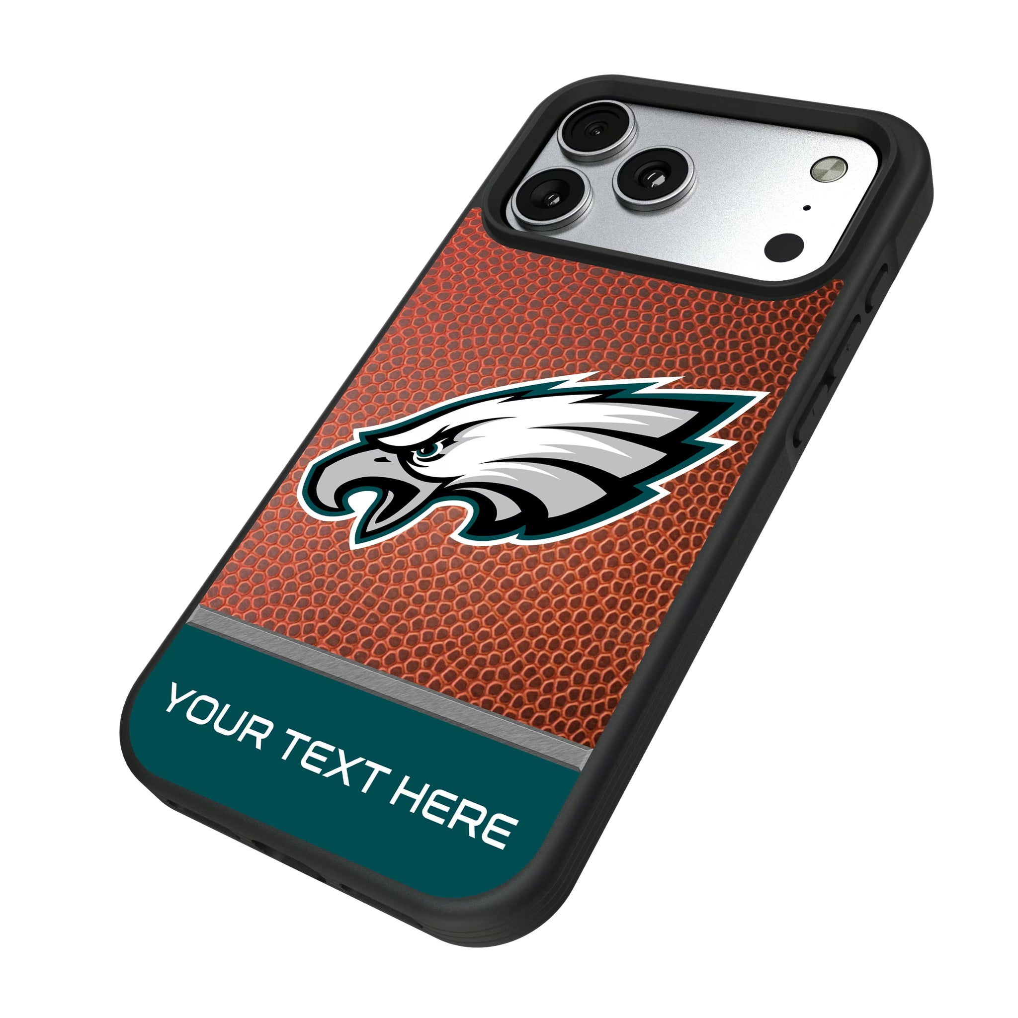 Philadelphia Eagles Personalized Football iPhone Bump Phone Case for Apple iPhone - Isometric View#Device_iPhone 17 Pro Max