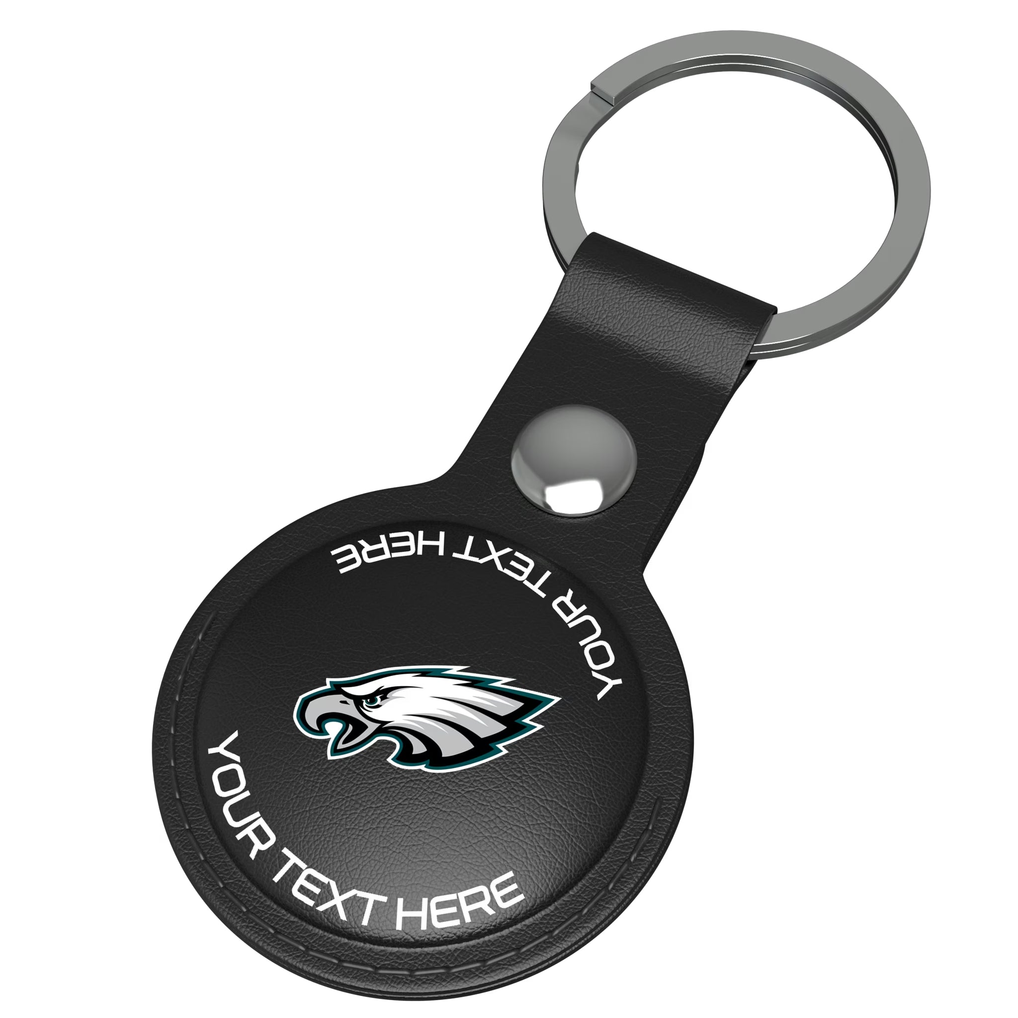 Philadelphia Eagles Personalized Insignia AirTag Black Airtag Holder - Isometric View