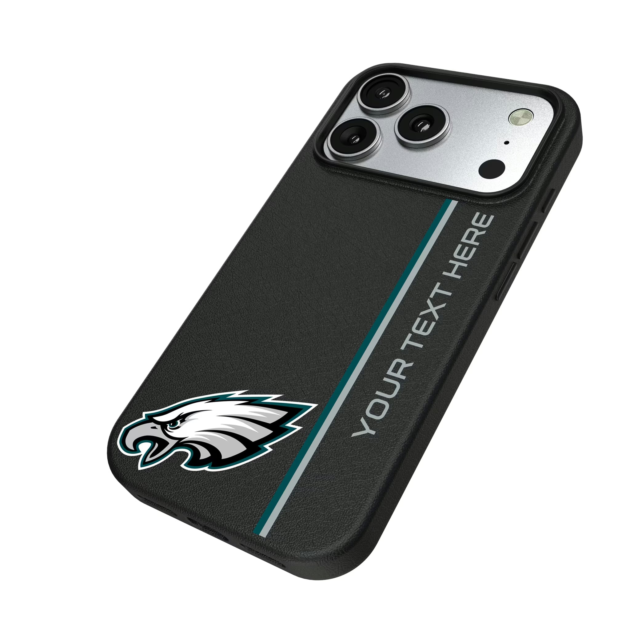 Philadelphia Eagles Personalized Sidebard iPhone MagSafe Compatible Phone Case for Apple iPhone - Isometric View#Device_iPhone 17 Pro