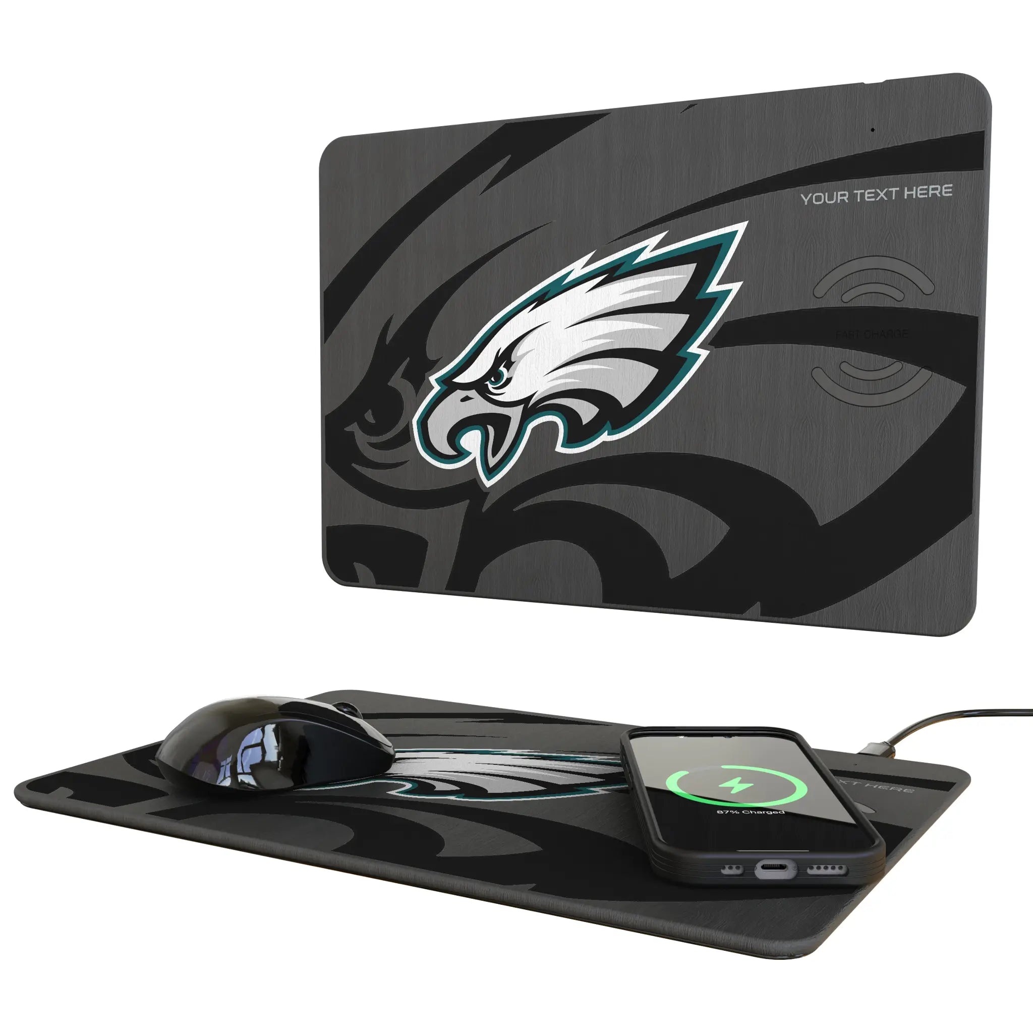 Philadelphia Eagles Personalized Tilt 15-Watt Wireless Charger and Mouse Pad