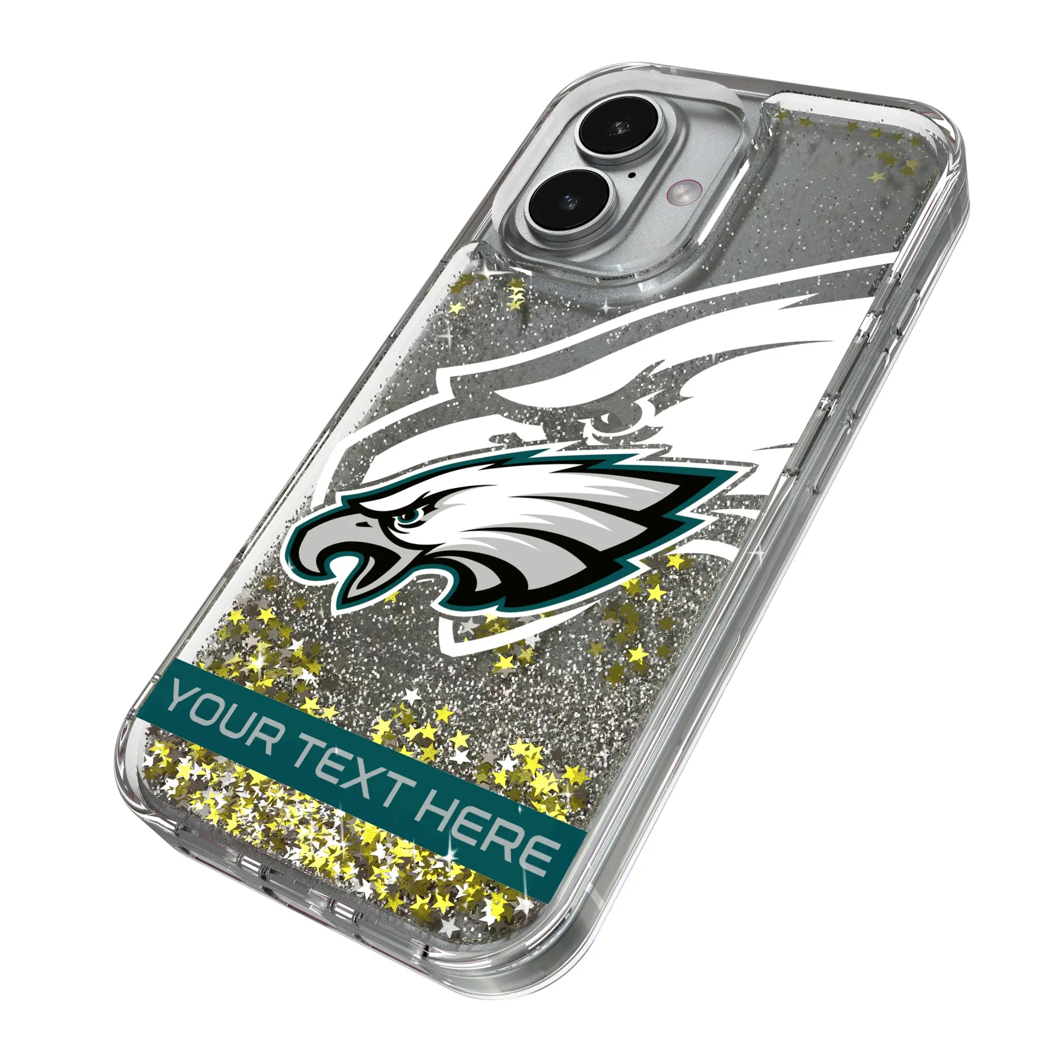 Philadelphia Eagles Personalized Tilt iPhone Glitter Phone Case for Apple iPhone - Isometric View