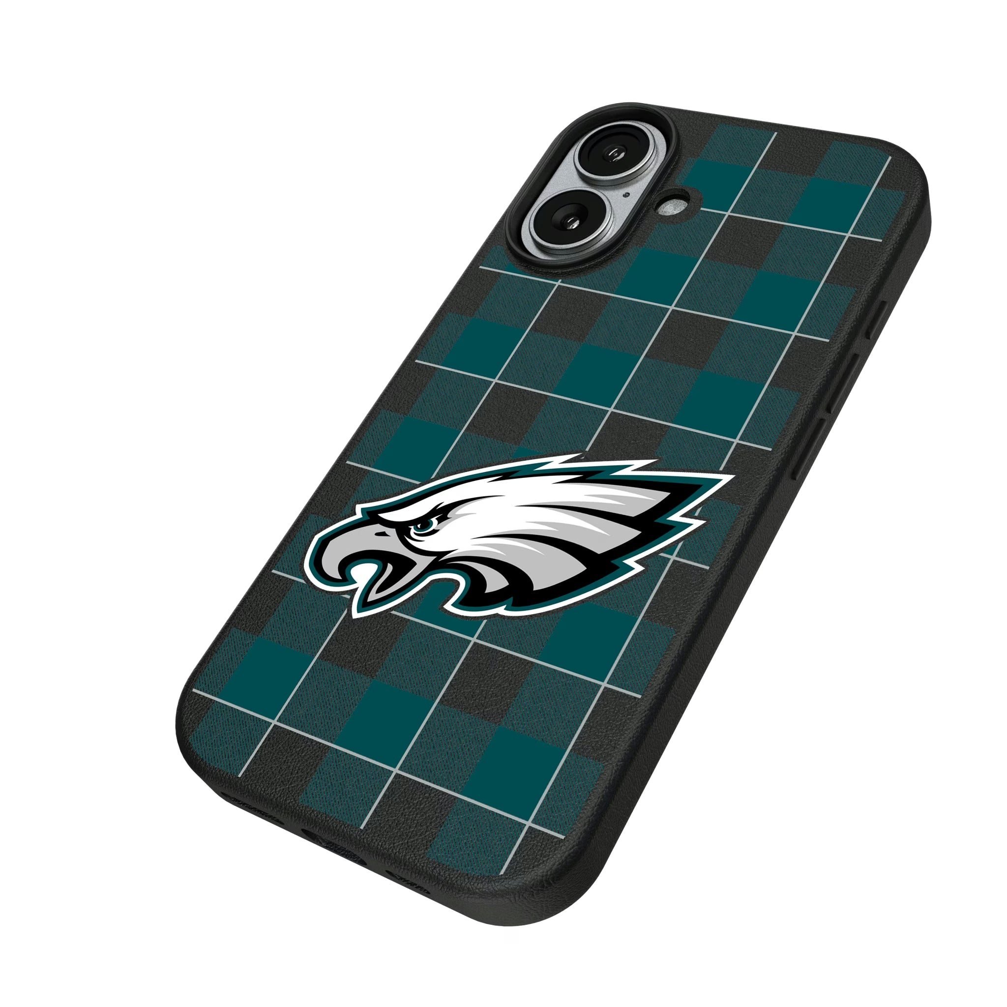 Philadelphia Eagles Plaid iPhone MagSafe Compatible Phone Case for Apple iPhone - Isometric View#Device_iPhone 17