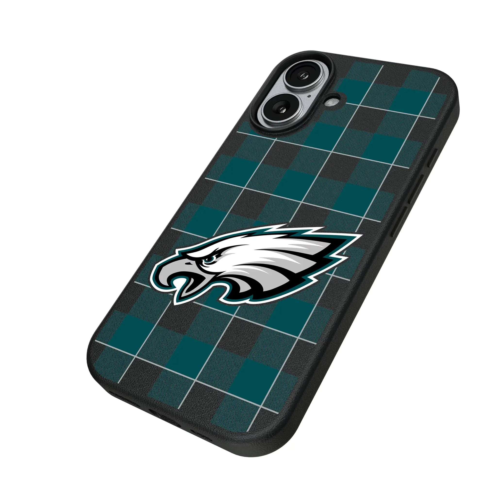 Philadelphia Eagles Plaid iPhone MagSafe Compatible Phone Case for Apple iPhone - Isometric View#Device_iPhone 17