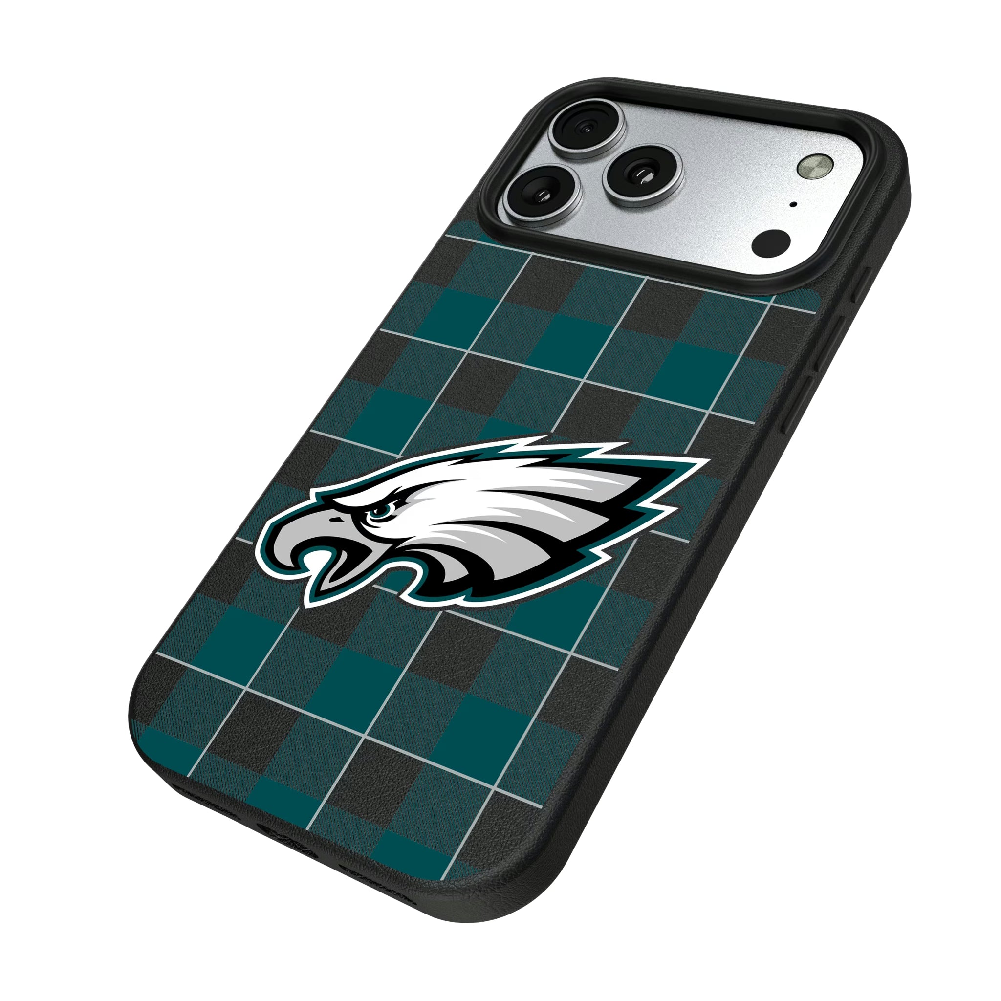 Philadelphia Eagles Plaid iPhone MagSafe Compatible Phone Case for Apple iPhone - Isometric View#Device_iPhone 17 Pro Max