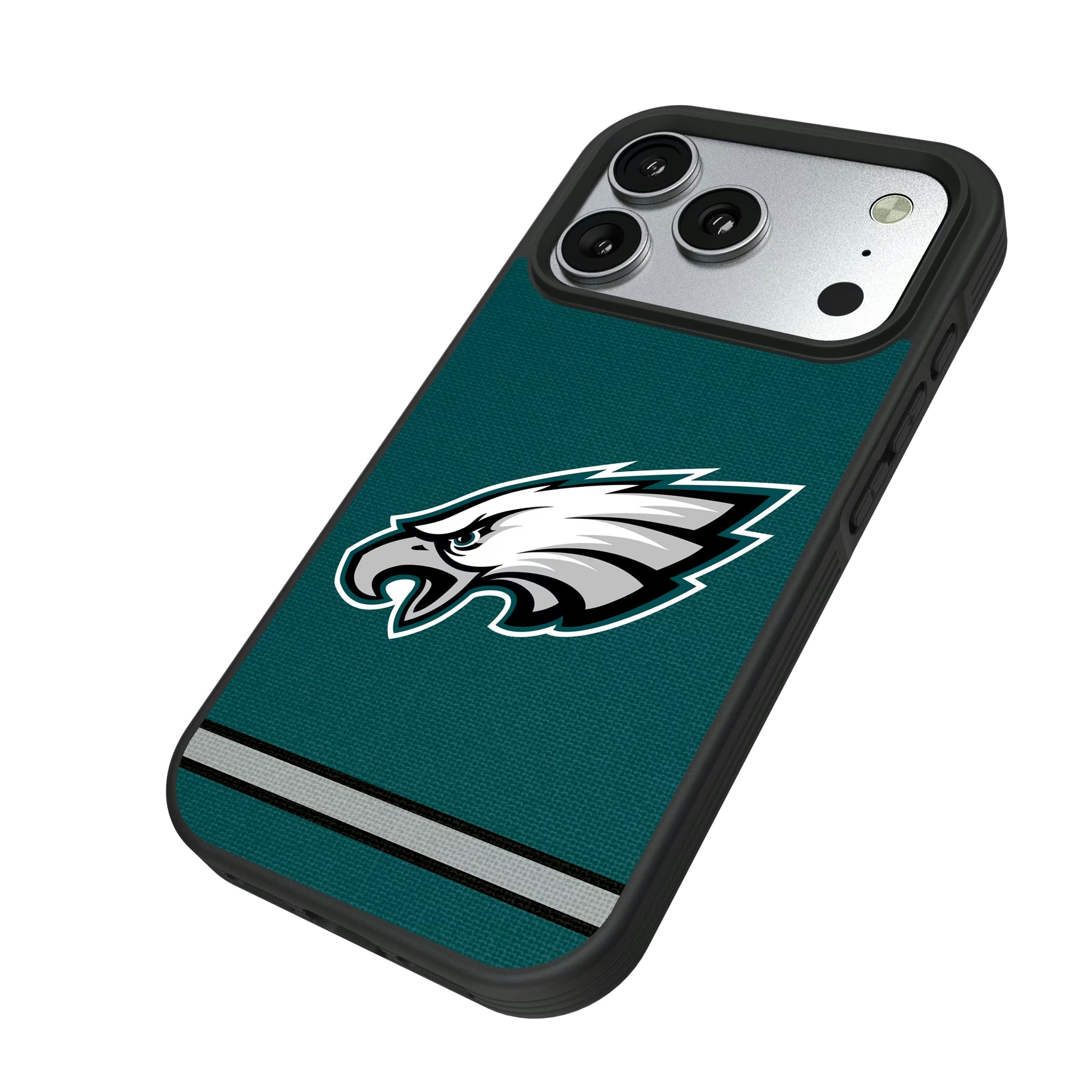 Philadelphia Eagles Stripe iPhone Bump Phone Case for Apple iPhone - Isometric View#Device_iPhone 17 Pro