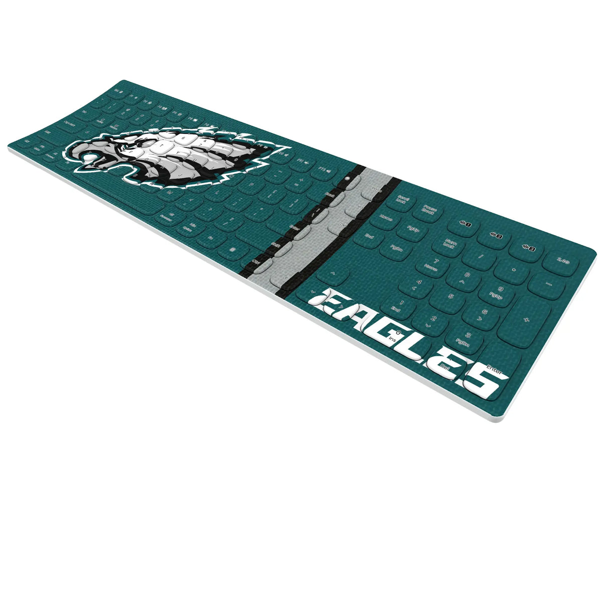 Philadelphia Eagles Stripe KKB605 Curved Wireless Keyboard - Isometric View