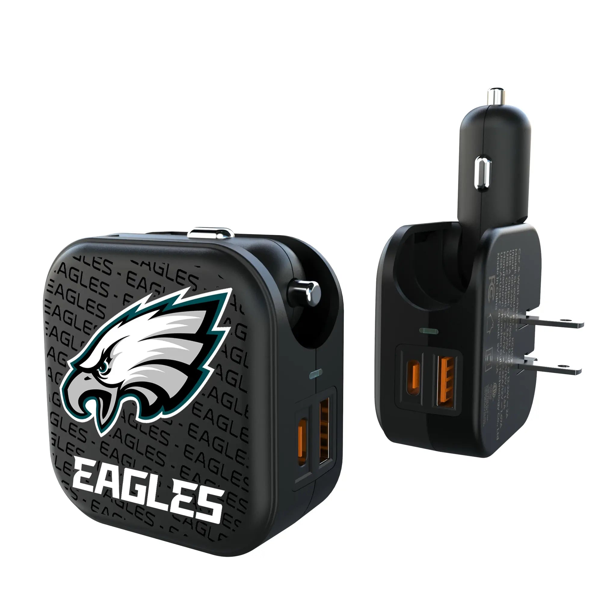 Philadelphia Eagles Text Backdrop 2 in 1 USB A/C Charger