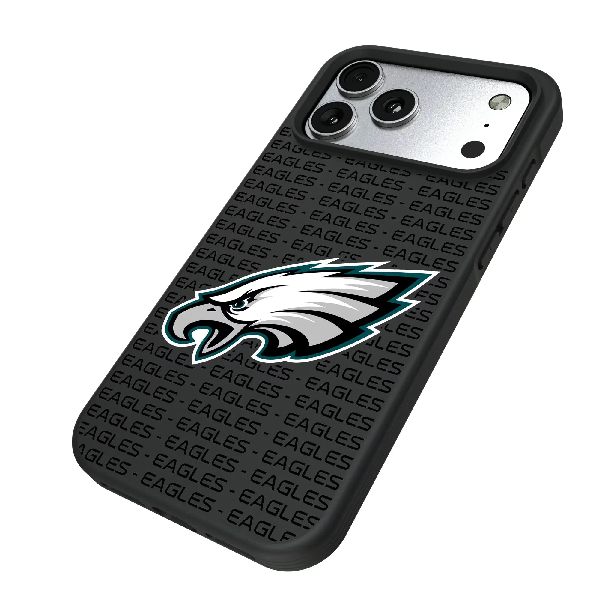 Philadelphia Eagles Text Backdrop iPhone Bump Phone Case for Apple iPhone - Isometric View#Device_iPhone 17 Pro Max