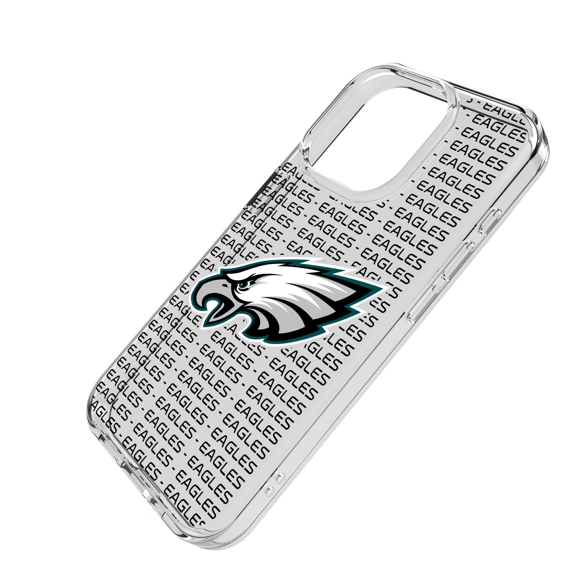 Philadelphia Eagles Text Backdrop iPhone Clear Phone Case for Apple iPhone - Isometric View