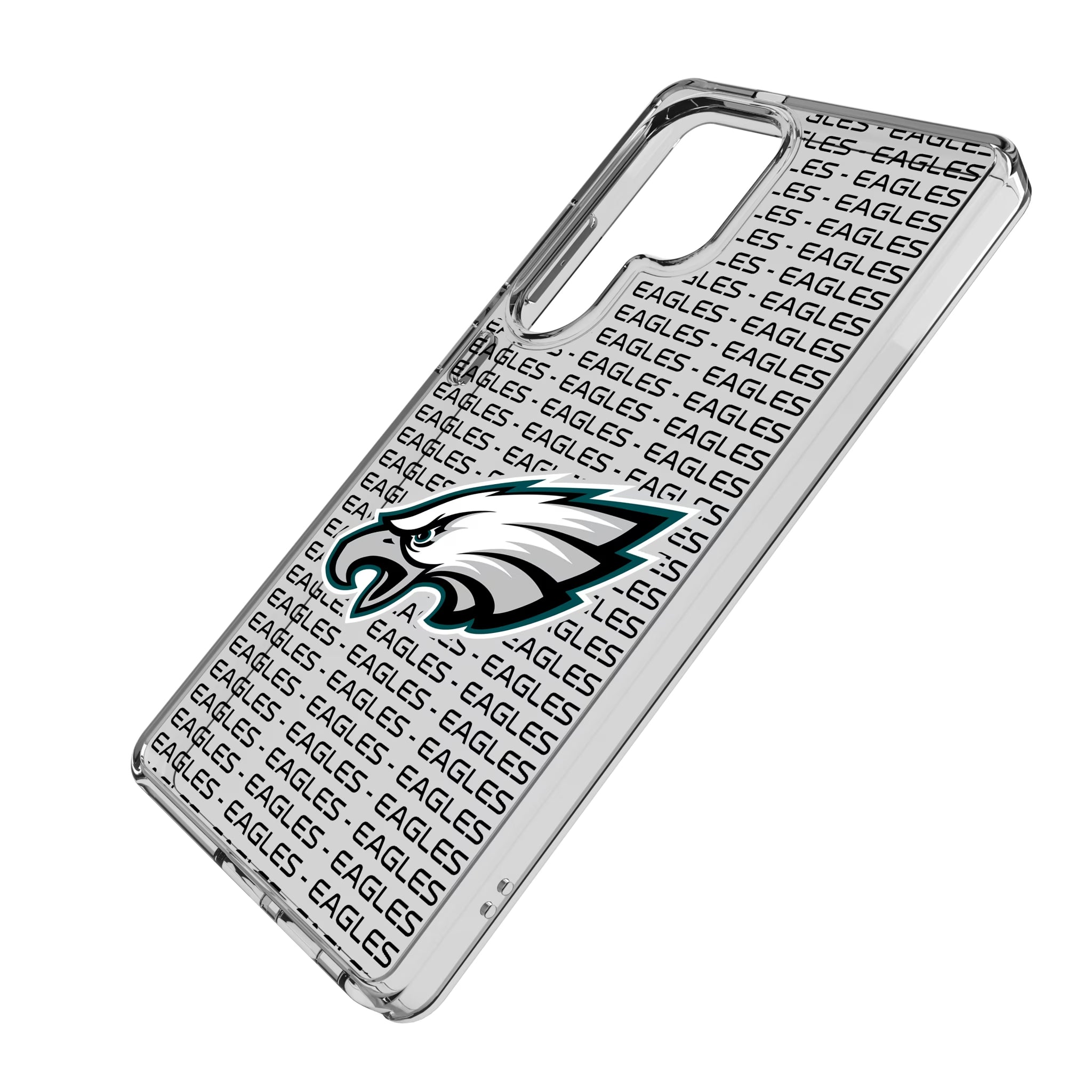 Philadelphia Eagles Text Backdrop Galaxy Clear Phone Case for Samsung Galaxy - Isometric View
