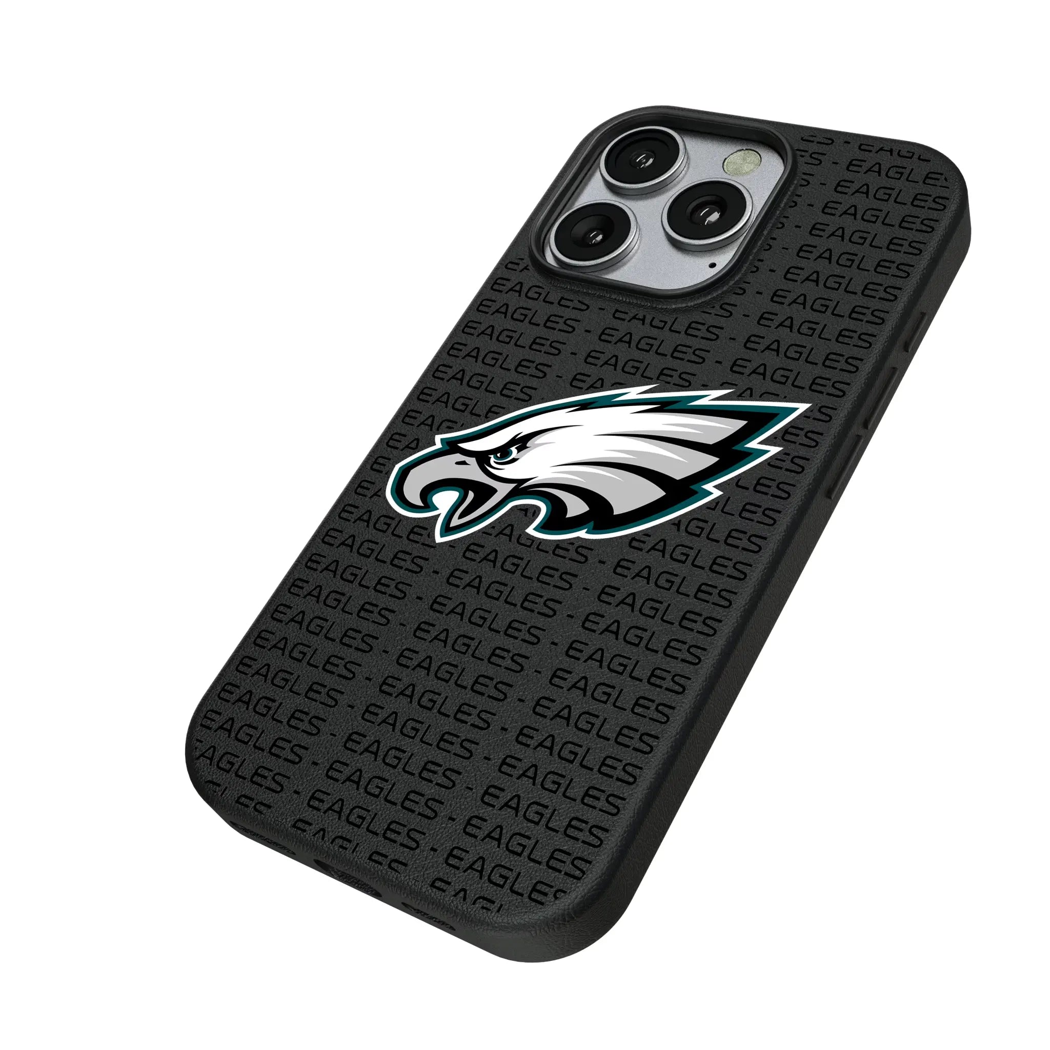 Philadelphia Eagles Text Backdrop iPhone MagSafe Compatible Phone Case for Apple iPhone - Isometric View