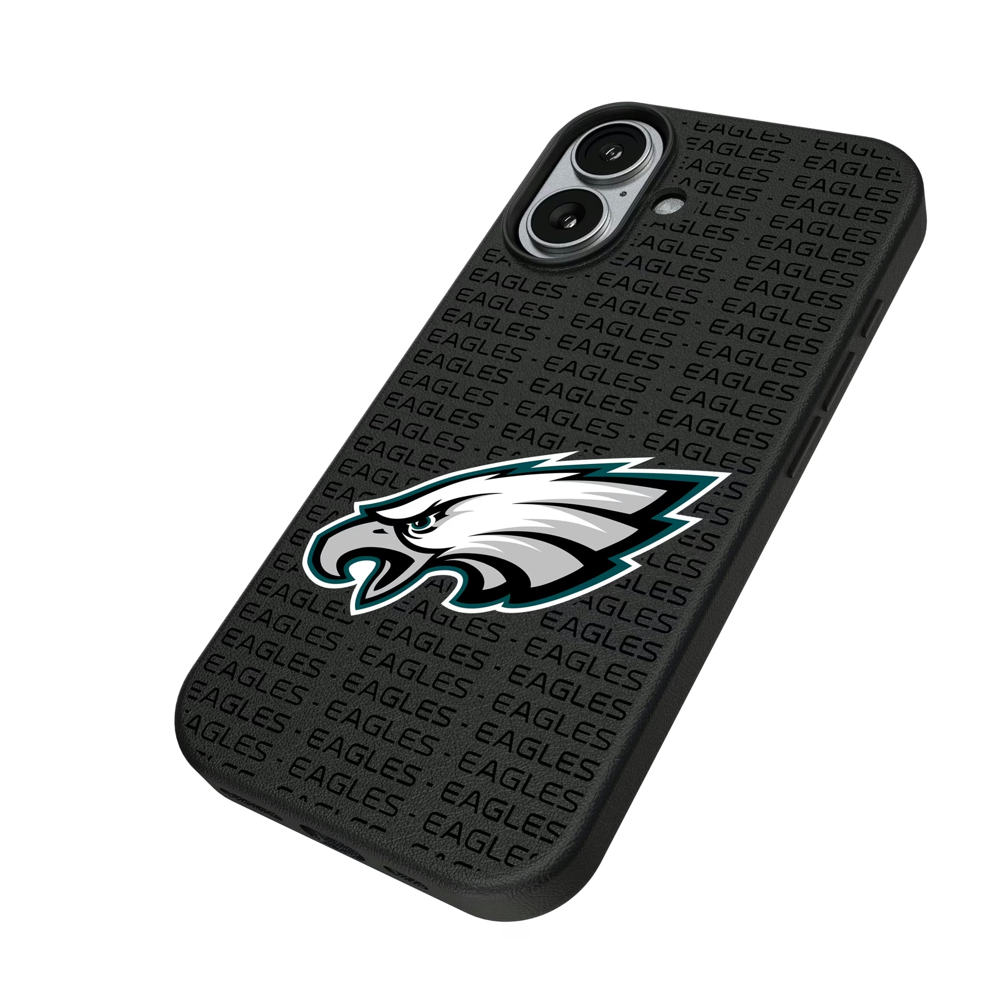 Philadelphia Eagles Text Backdrop iPhone MagSafe Compatible Phone Case for Apple iPhone - Isometric View#Device_iPhone 17