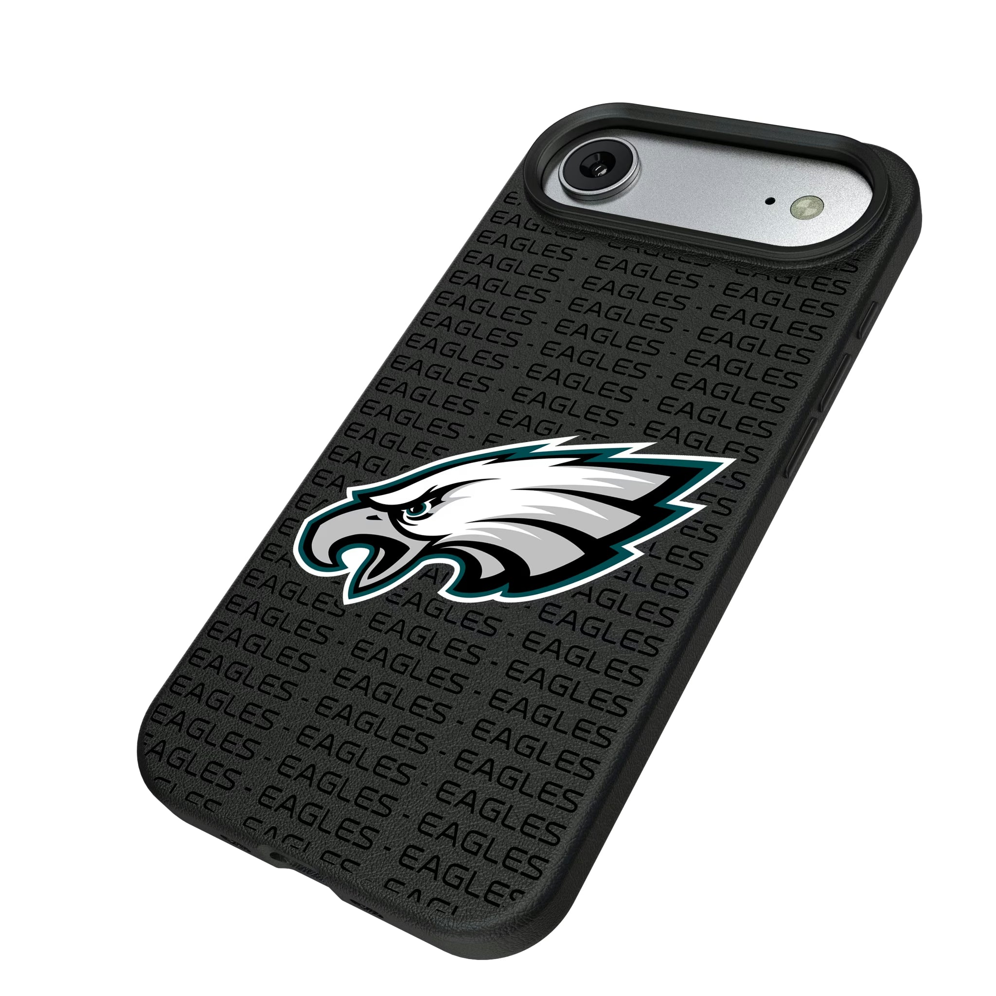 Philadelphia Eagles Text Backdrop iPhone MagSafe Compatible Phone Case for Apple iPhone - Isometric View#Device_iPhone Air