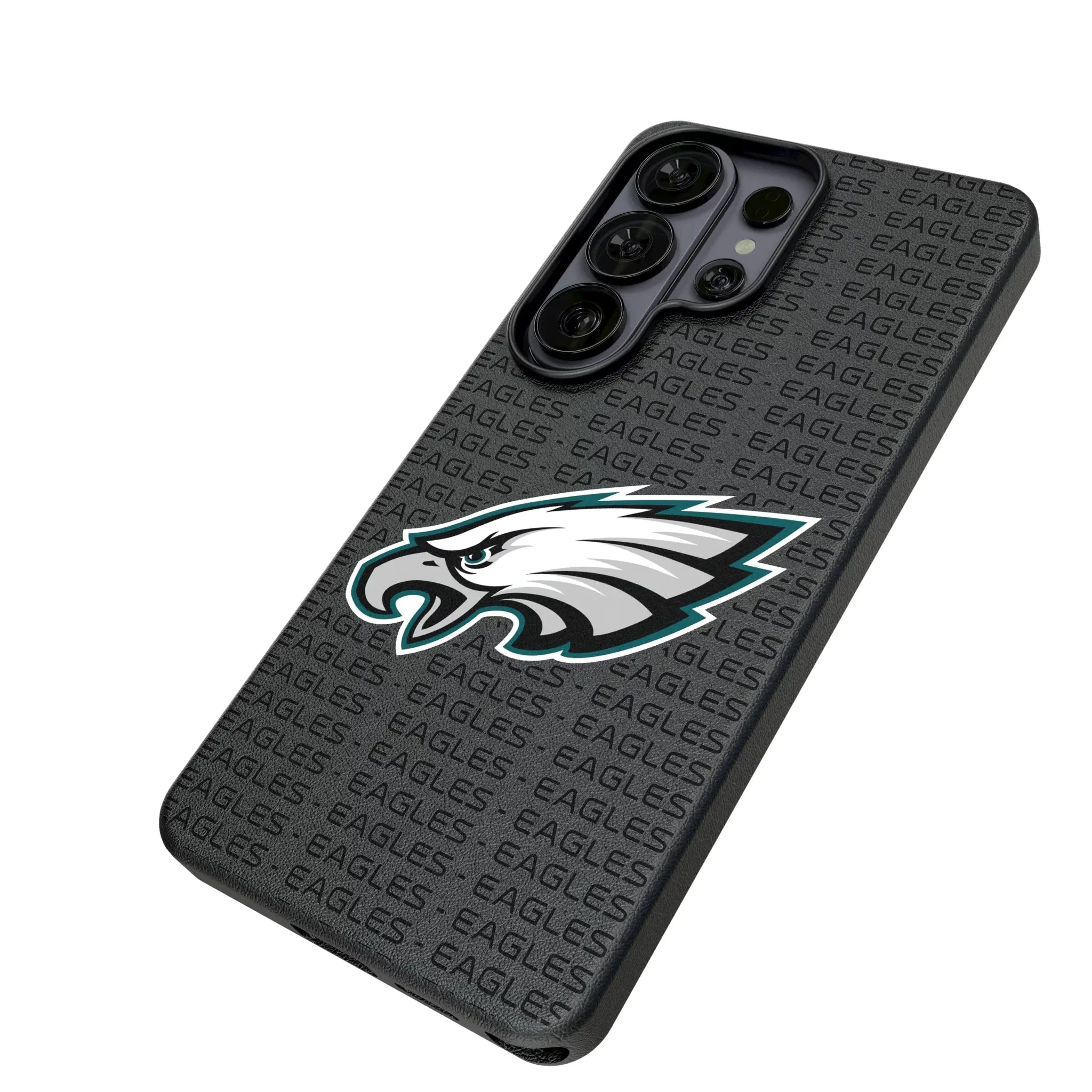 Philadelphia Eagles Text Backdrop Galaxy MagSafe Compatible Phone Case for Samsung Galaxy - Isometric View#Device_Galaxy S26 Ultra
