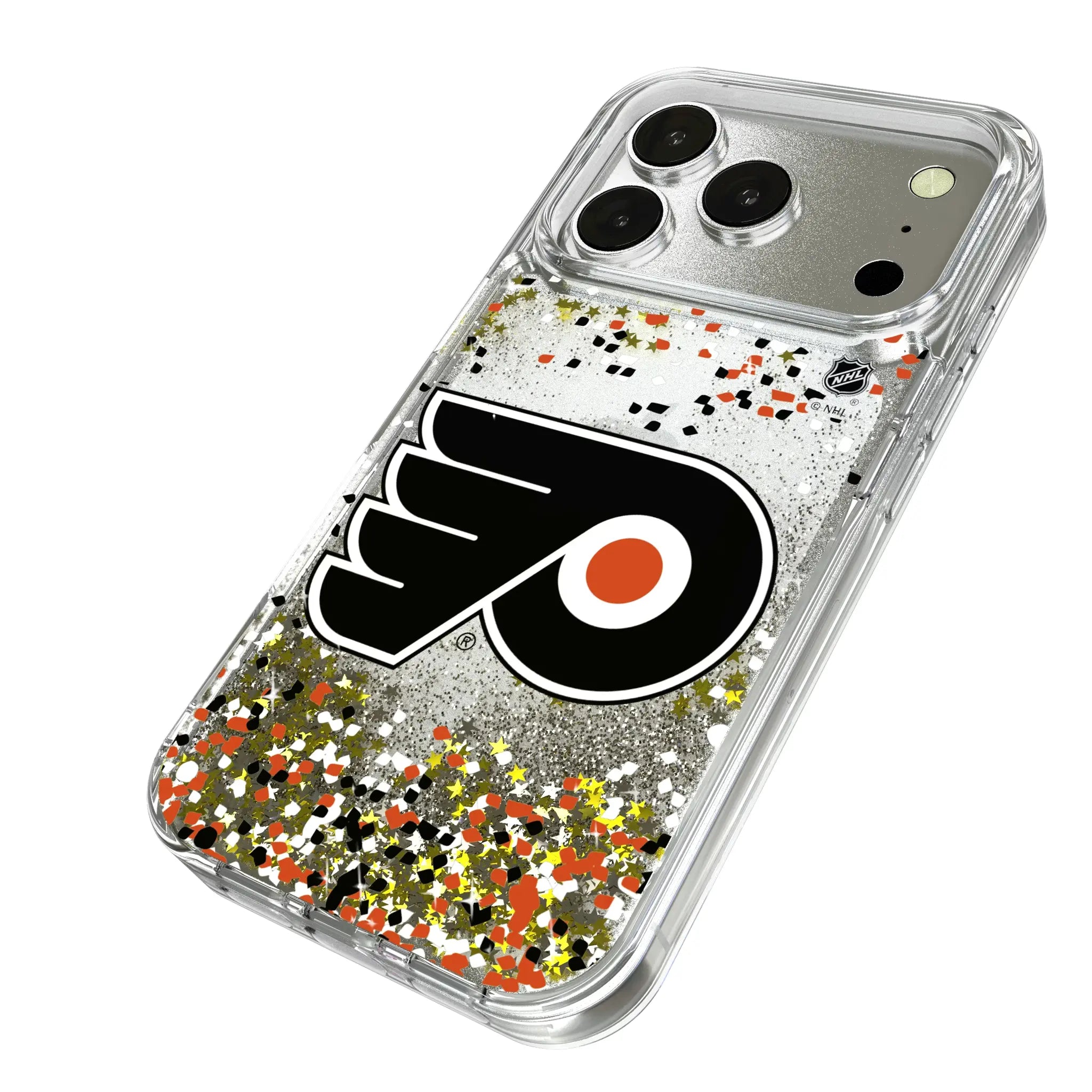 Philadelphia Flyers Confetti iPhone Glitter Phone Case for Apple iPhone - Isometric View