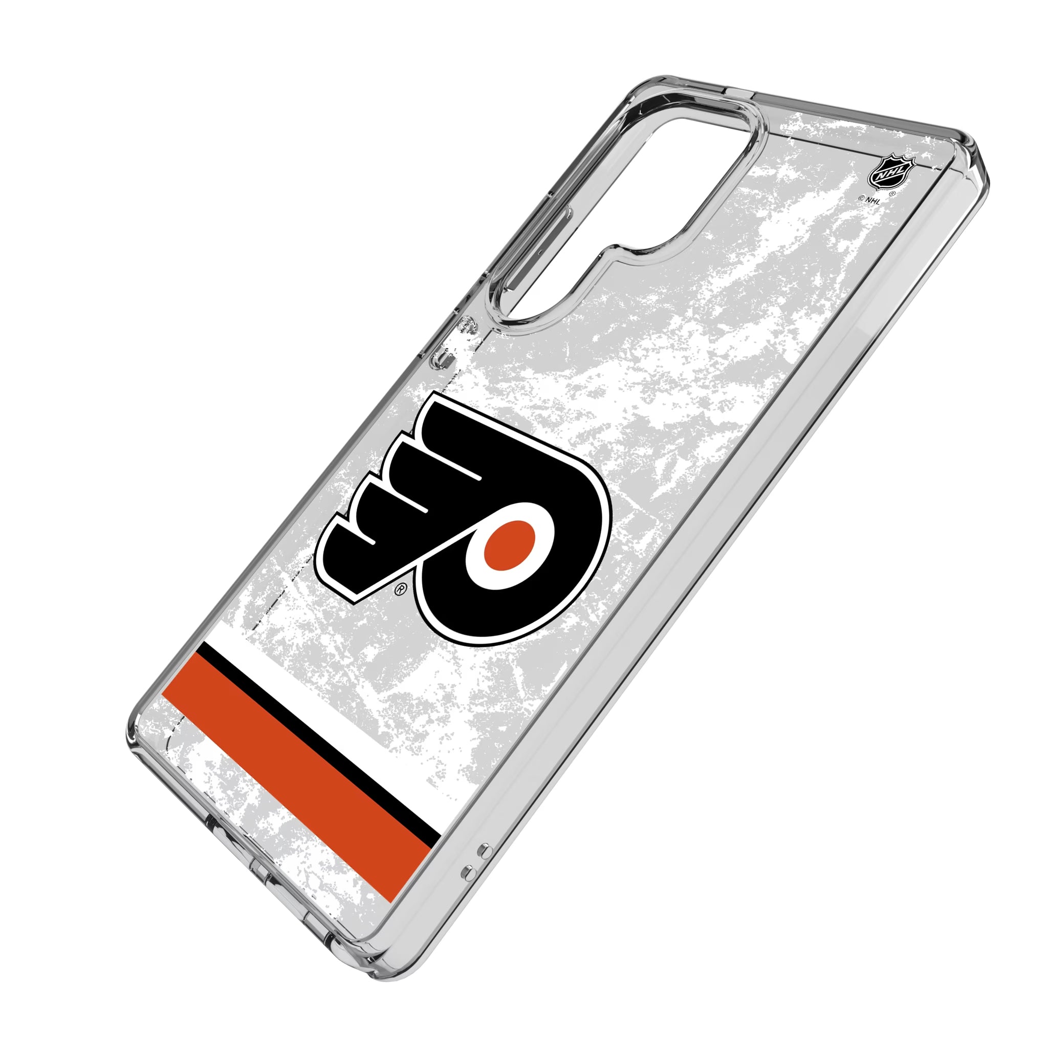 Philadelphia Flyers Ice Stripe Galaxy Clear Phone Case for Samsung Galaxy - Isometric View