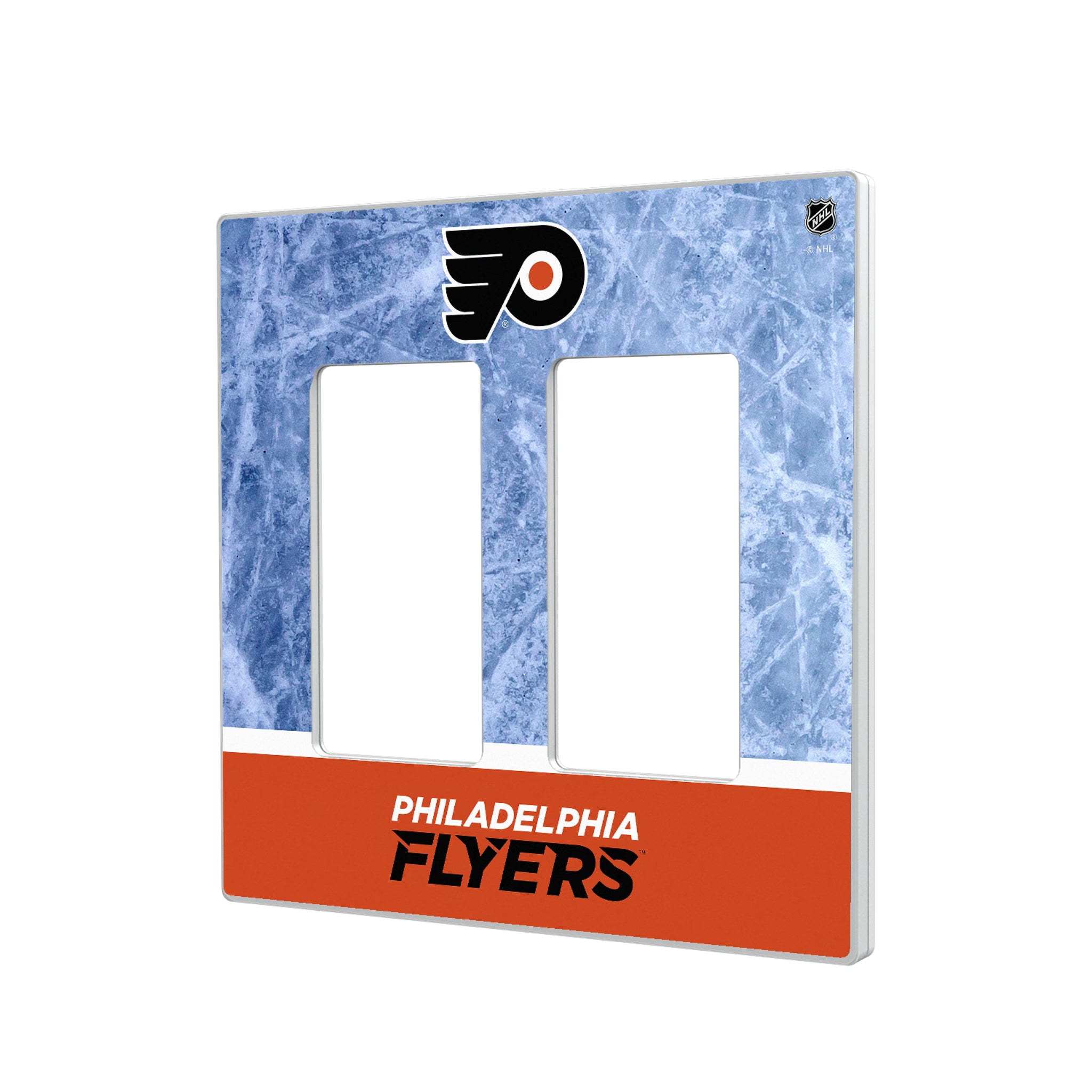 Philadelphia Flyers Ice Wordmark Hidden-Screw Light Switch Plate#Style_Double Rocker