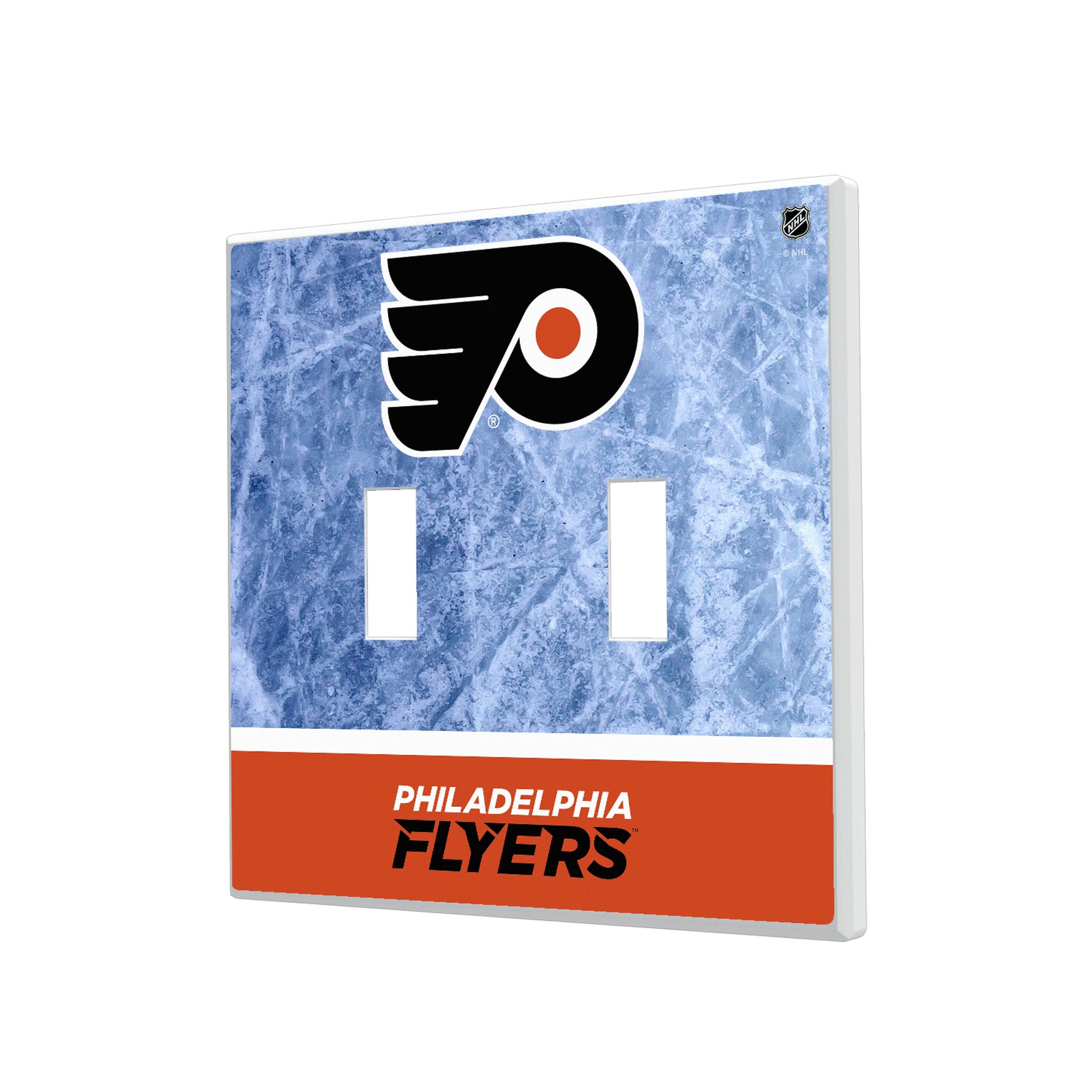 Philadelphia Flyers Ice Wordmark Hidden-Screw Light Switch Plate#Style_Double Toggle