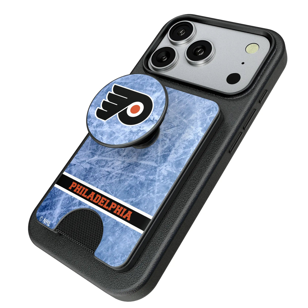 Philadelphia Flyers Ice Wordmark Popsockets Wallet Magnetic - Isometric View