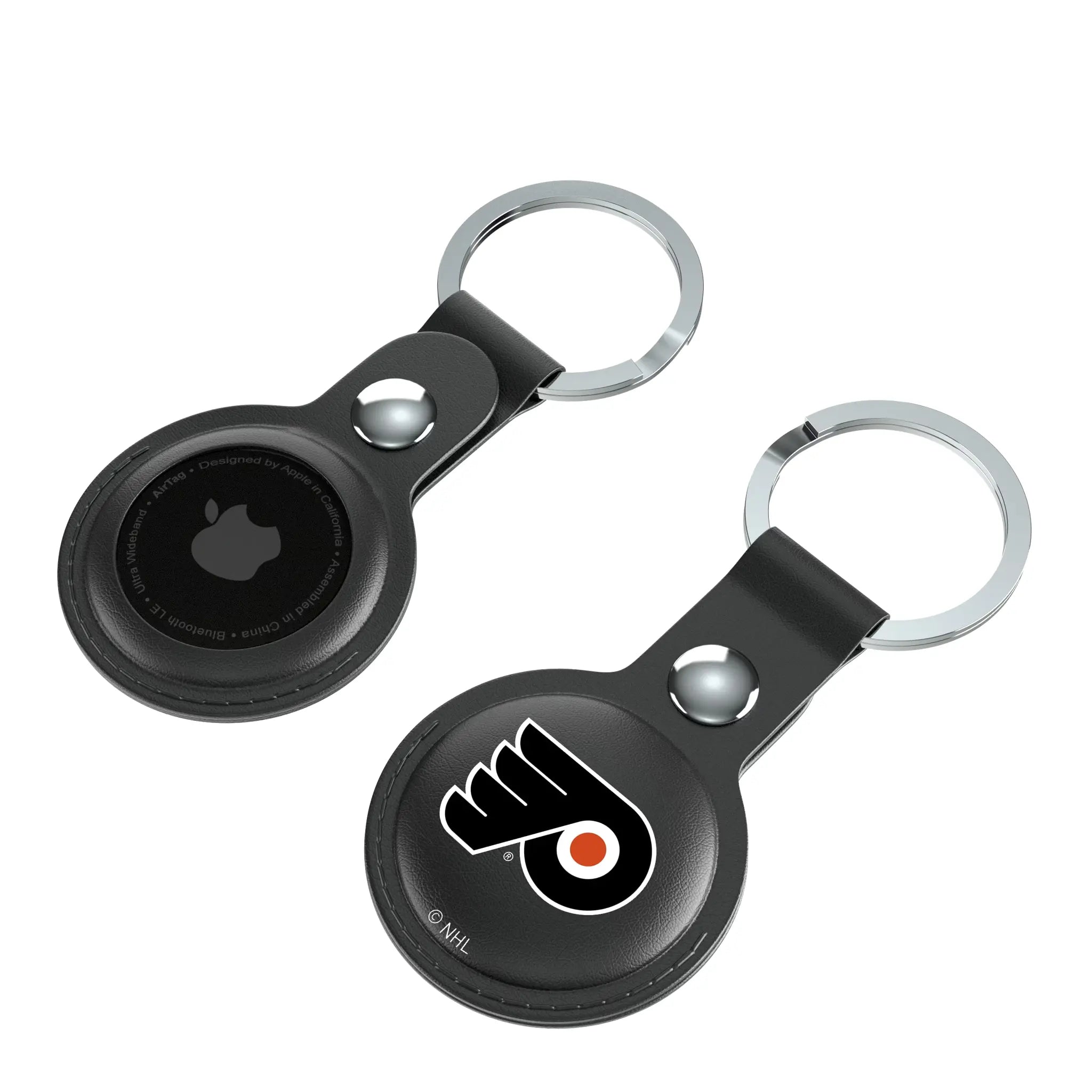 Philadelphia Flyers Insignia AirTag Black Airtag Holder 2-Pack - Isometric View