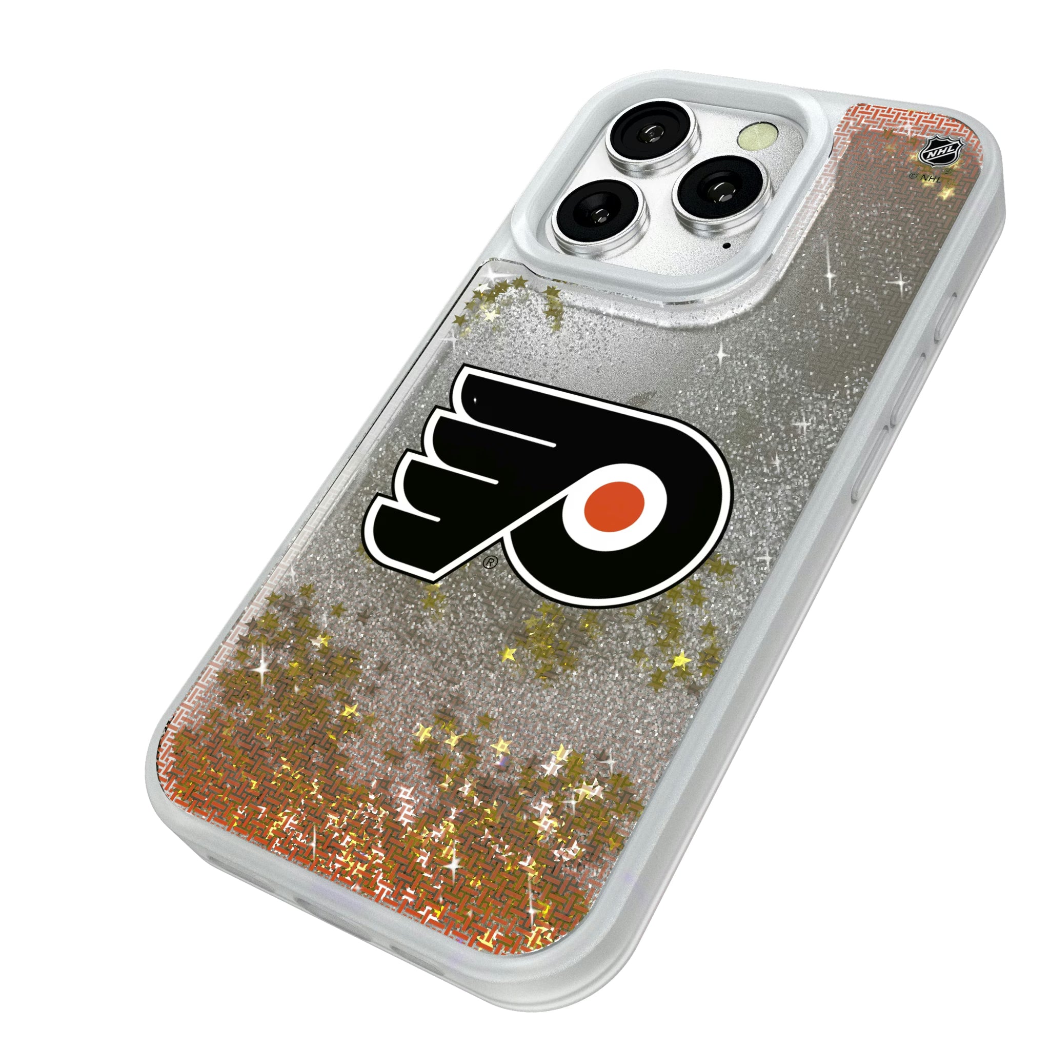 Philadelphia Flyers Linen iPhone Glitter Phone Case for Apple iPhone - Isometric View#Device_iPhone 16 Pro