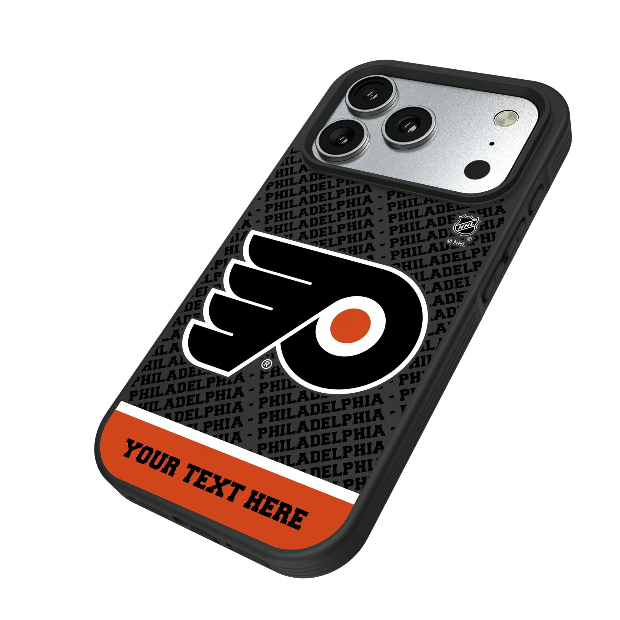 Philadelphia Flyers Personalized EndZone Plus iPhone Bump Phone Case for Apple iPhone - Isometric View#Device_iPhone 17 Pro